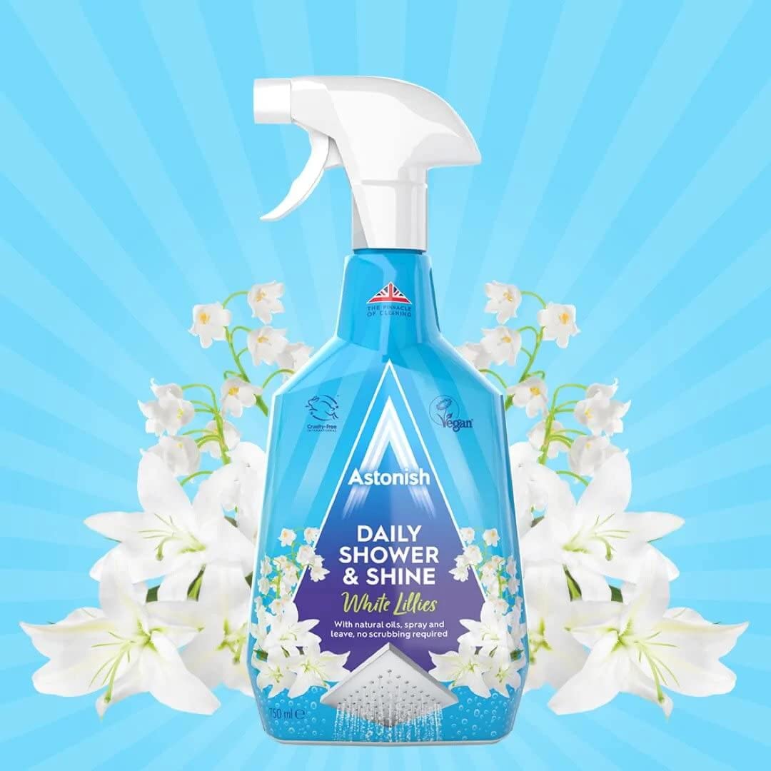 Astonish Daily Shower and Shine Spray - Vegan & Cruelty-Free Cleaner | White Lily Scent | 750ml