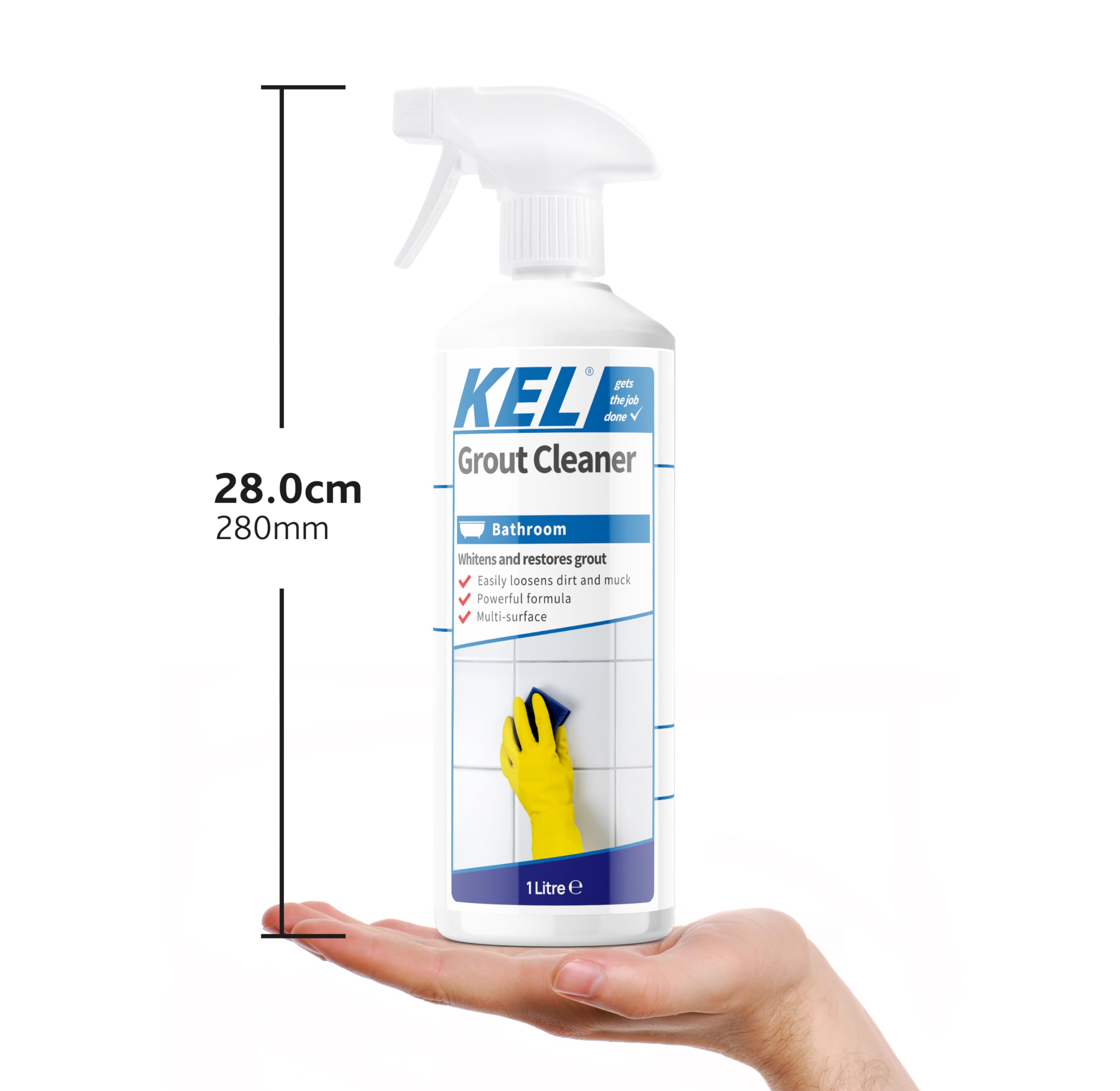 KEL Grout Cleaner - Ready-To-Use Spray for Tile & Grout | 1 Litre Lemon Scent