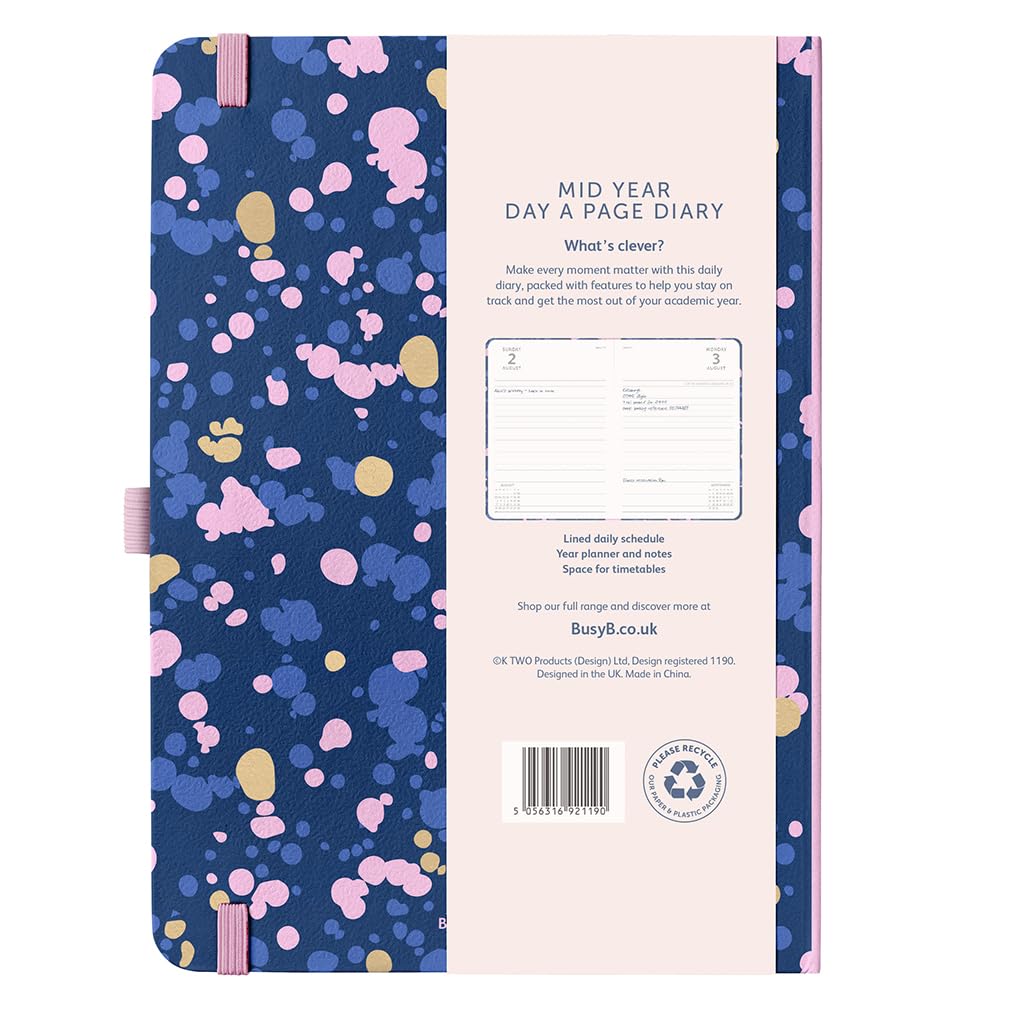 Busy B A5 Day-A-Page Academic Diary | Aug '26 - Aug '27 | Navy Spray Cover 3
