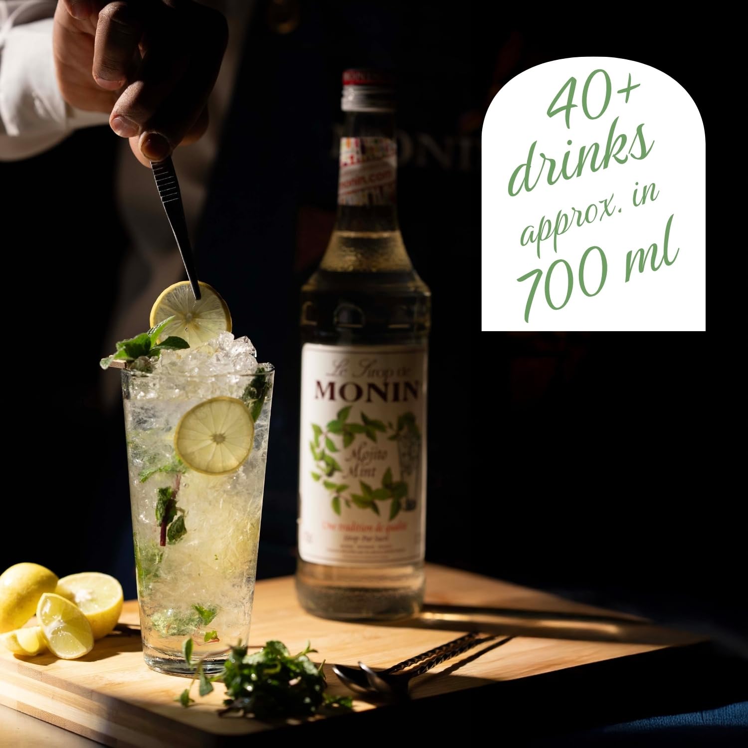 Monin Mojito Mint Syrup - Natural Flavouring for Cocktails & Mocktails | 700ml Glass Bottle 4