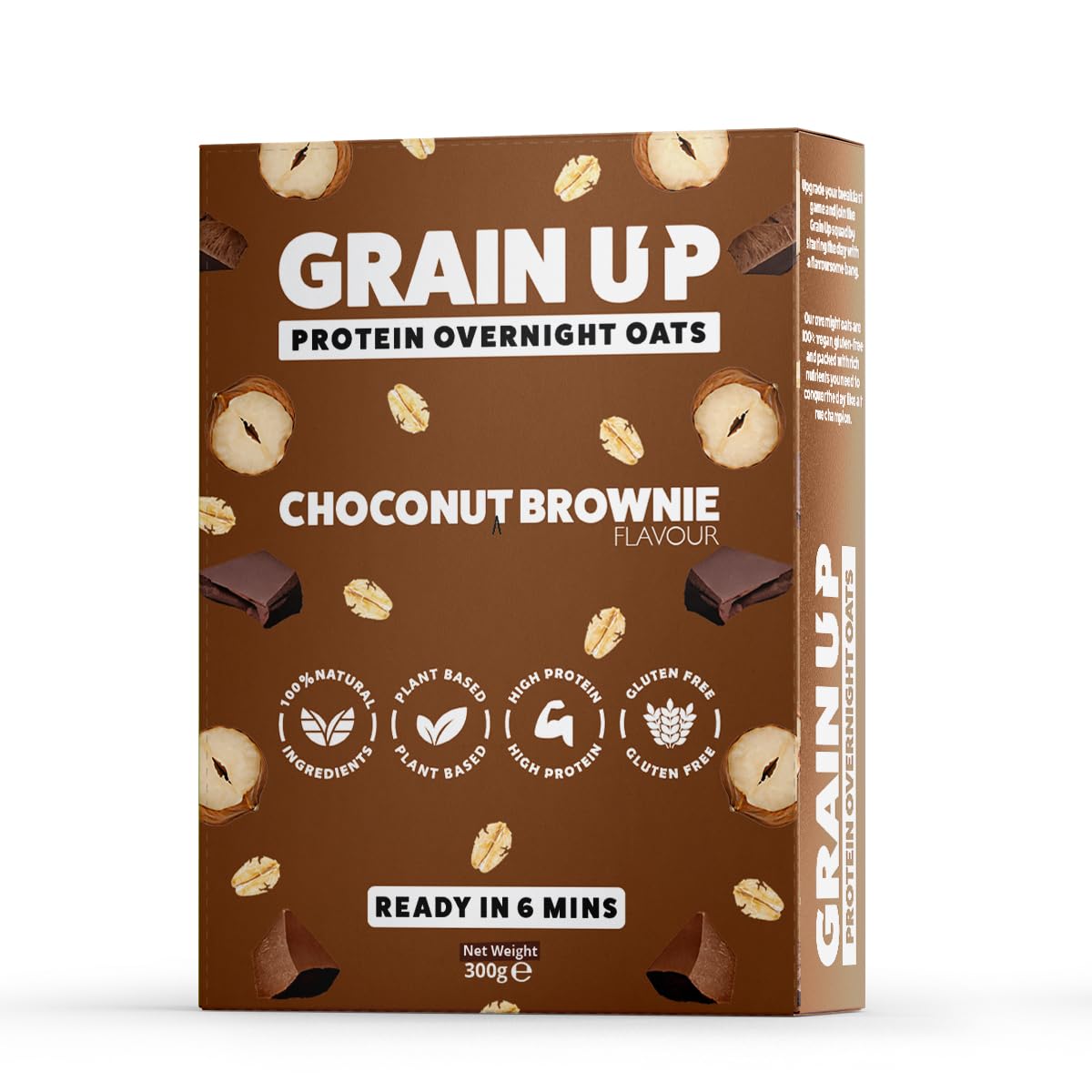 Grain Up Choconut Brownie Overnight Oats - High Protein, Gluten-Free, Vegan | 300g
