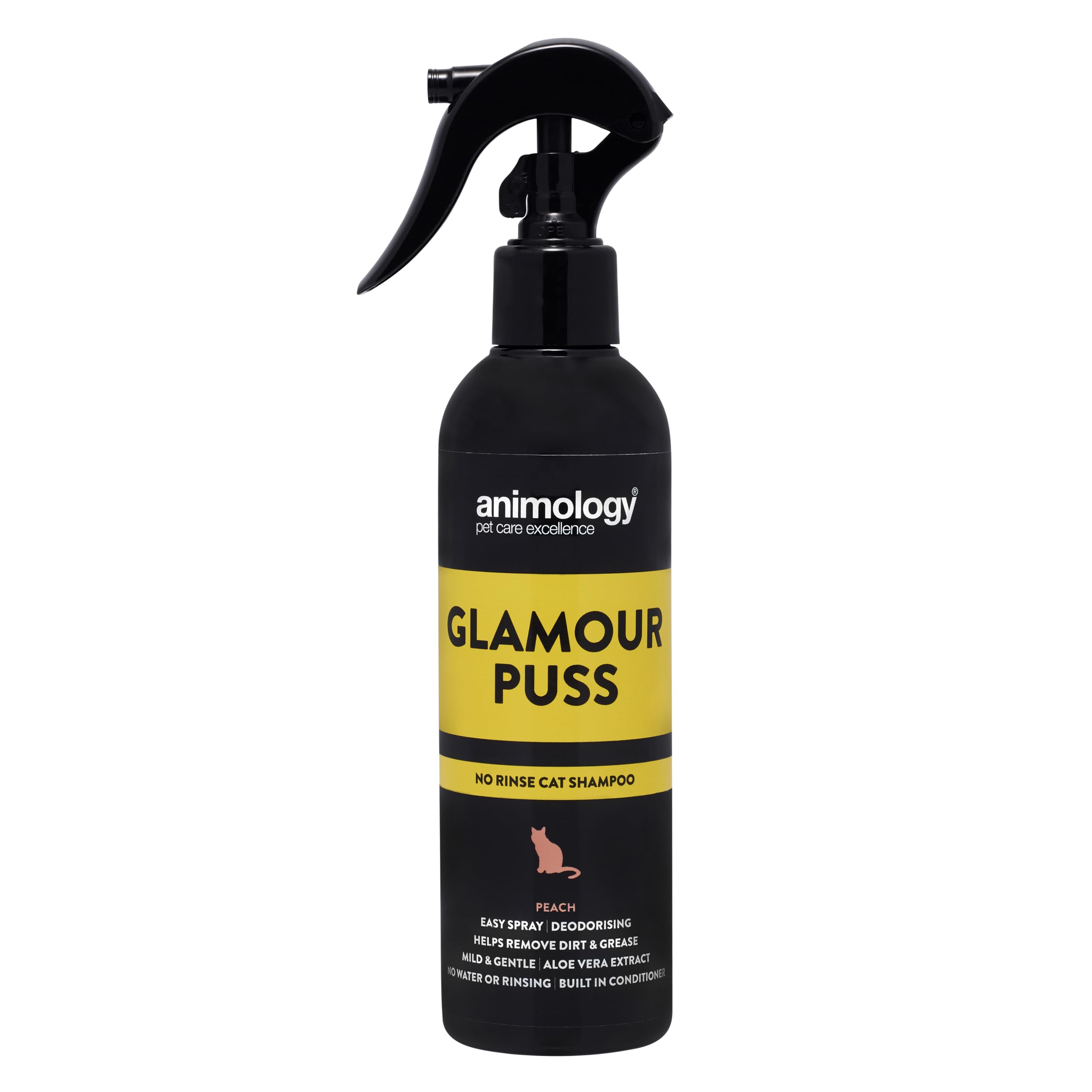 Animology Glamour Puss No Rinse Cat Shampoo - Peach Scented, Nourishing Formula | 250 ml