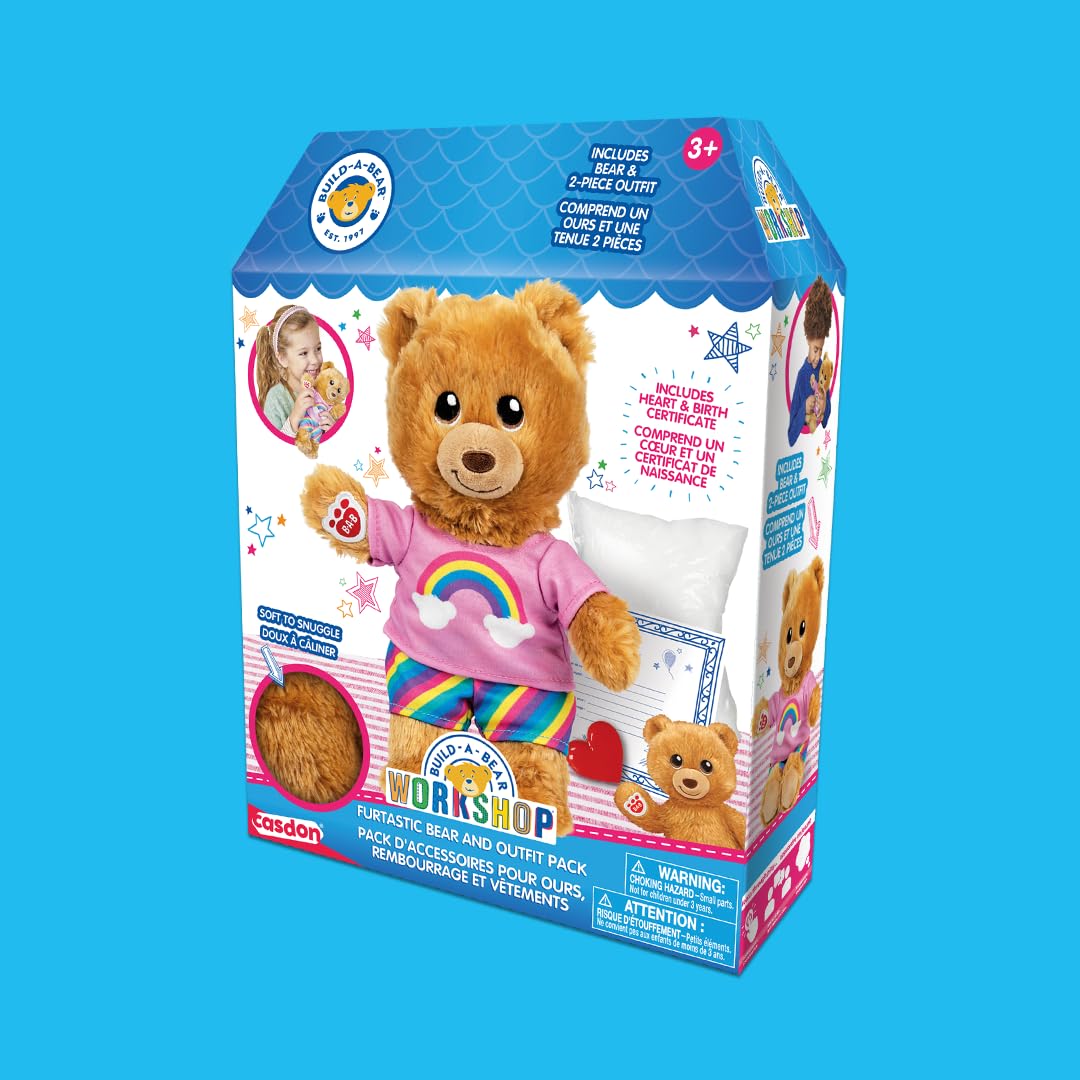 Casdon Build-A-Bear Workshop Furtastic Toy Bear & Outfit Assortment - Rainbow Style 14