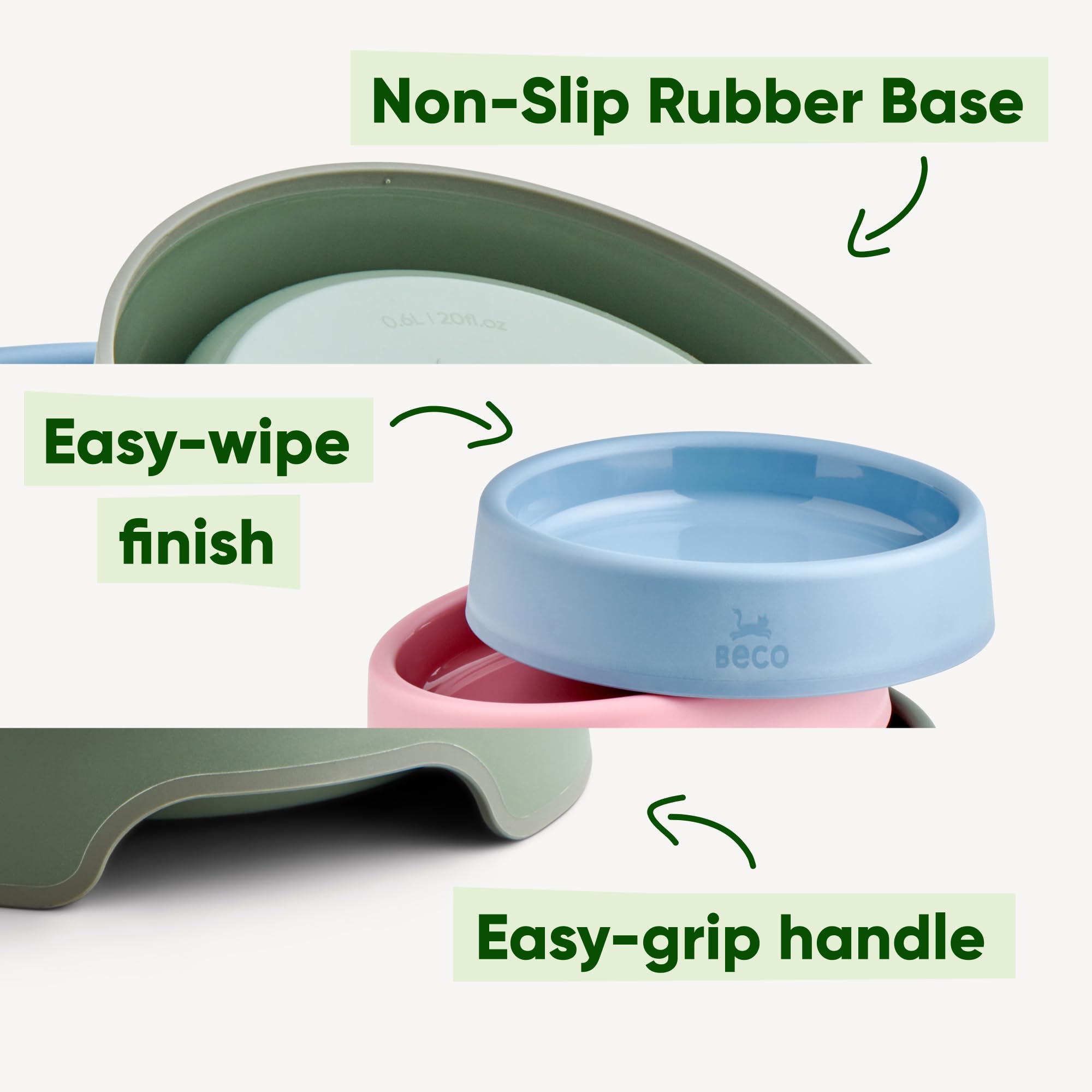 Beco Cat Bowl - Steady Food & Water Bowl | Recycled Plastic | Nonslip Base | Navy Blue 3