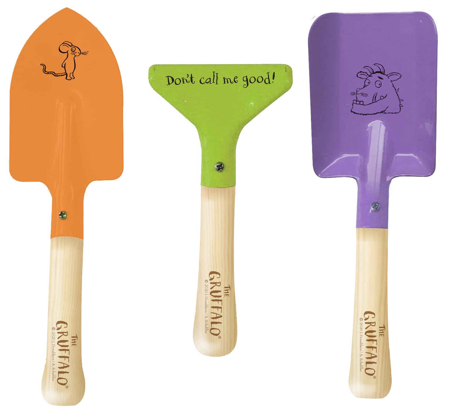 Robert Frederick Gruffalo Children's Garden Tool Set - 3 Piece Metal Tools with Wooden Handles | Multicoloured