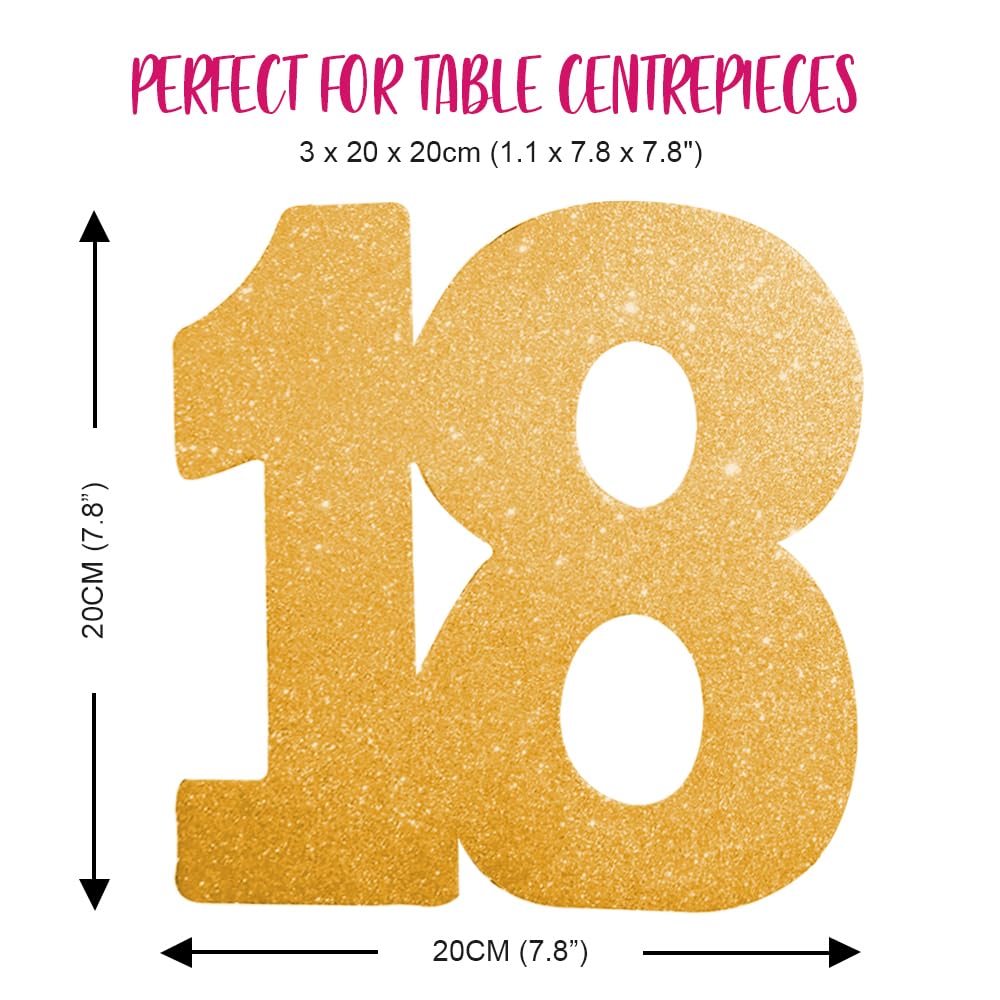 Anniversary House H100 Gold Glitter Number 18 Table Decoration - 1 Pc | Reusable | 20cm Size 3