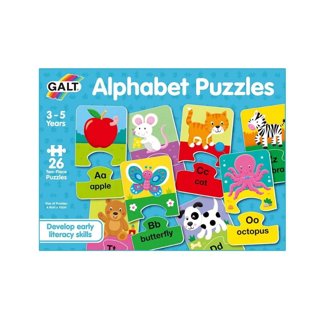 Galt Alphabet Jigsaw Puzzle for Kids Ages 3+ | 26 Two-Piece Puzzles for Letter Recognition