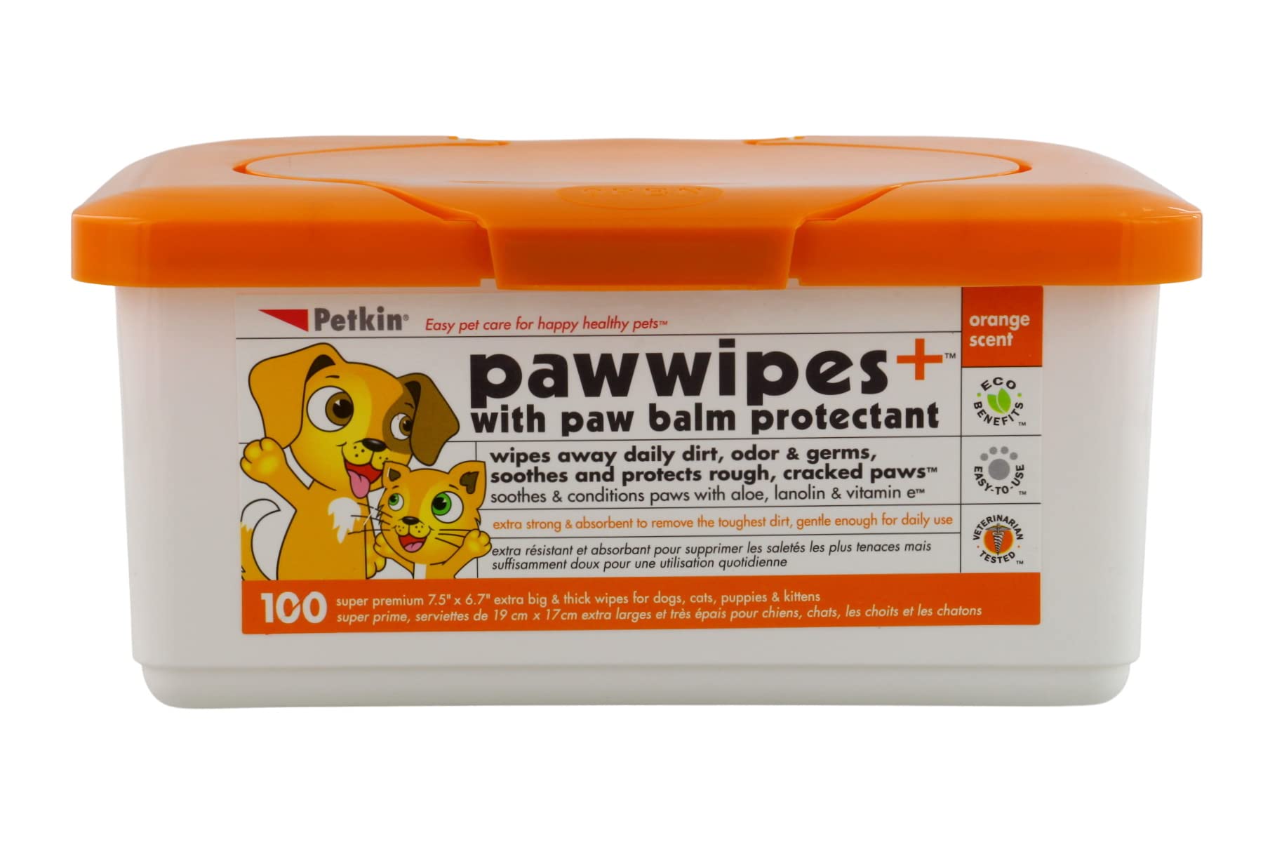 Petkin Paw Wipes - Extra Soft & Strong Aloe Vera Formula for Daily Paw Care | 100 Count 1