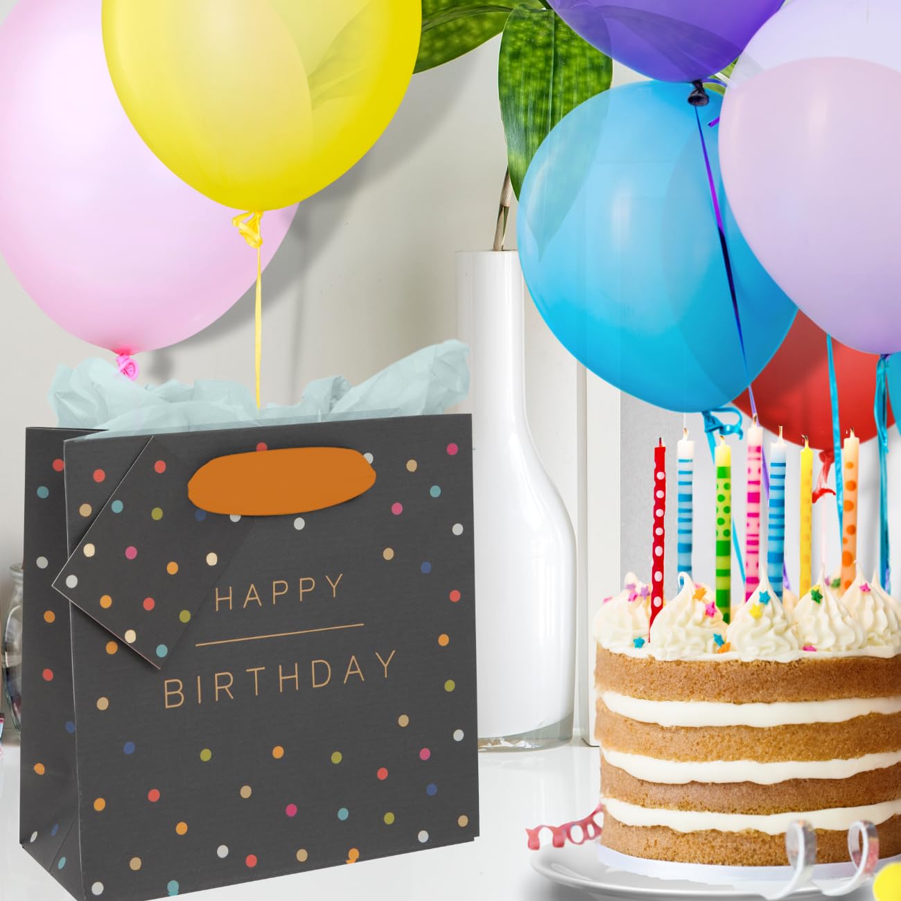 Glick Luxury Small Gift Bag - Happy Birthday Spots | 14cm x 14cm x 6cm | 210 GSM Paper 3