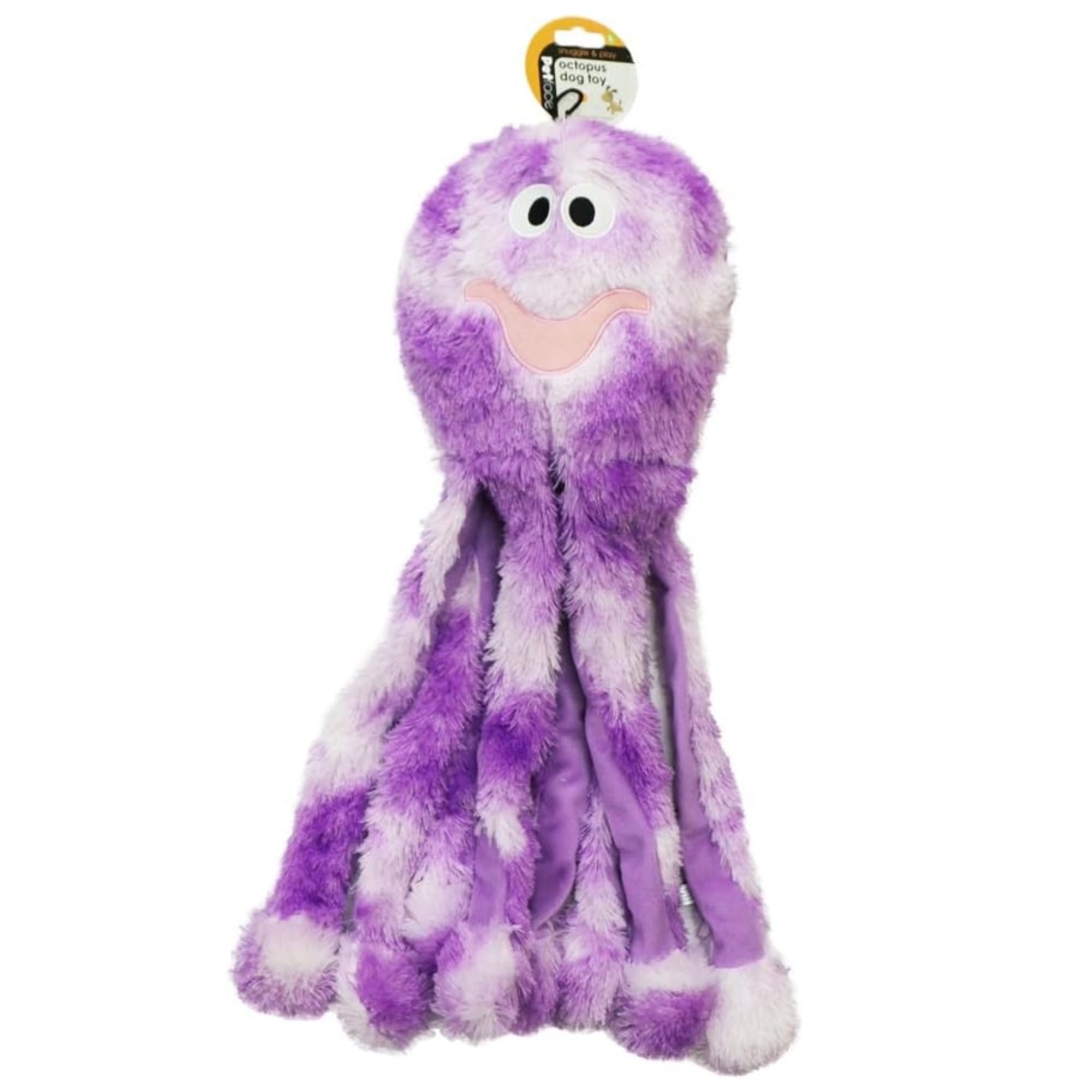 Petface Orla the Octopus Large Plush Dog Toy with Squeaker | Purple & White