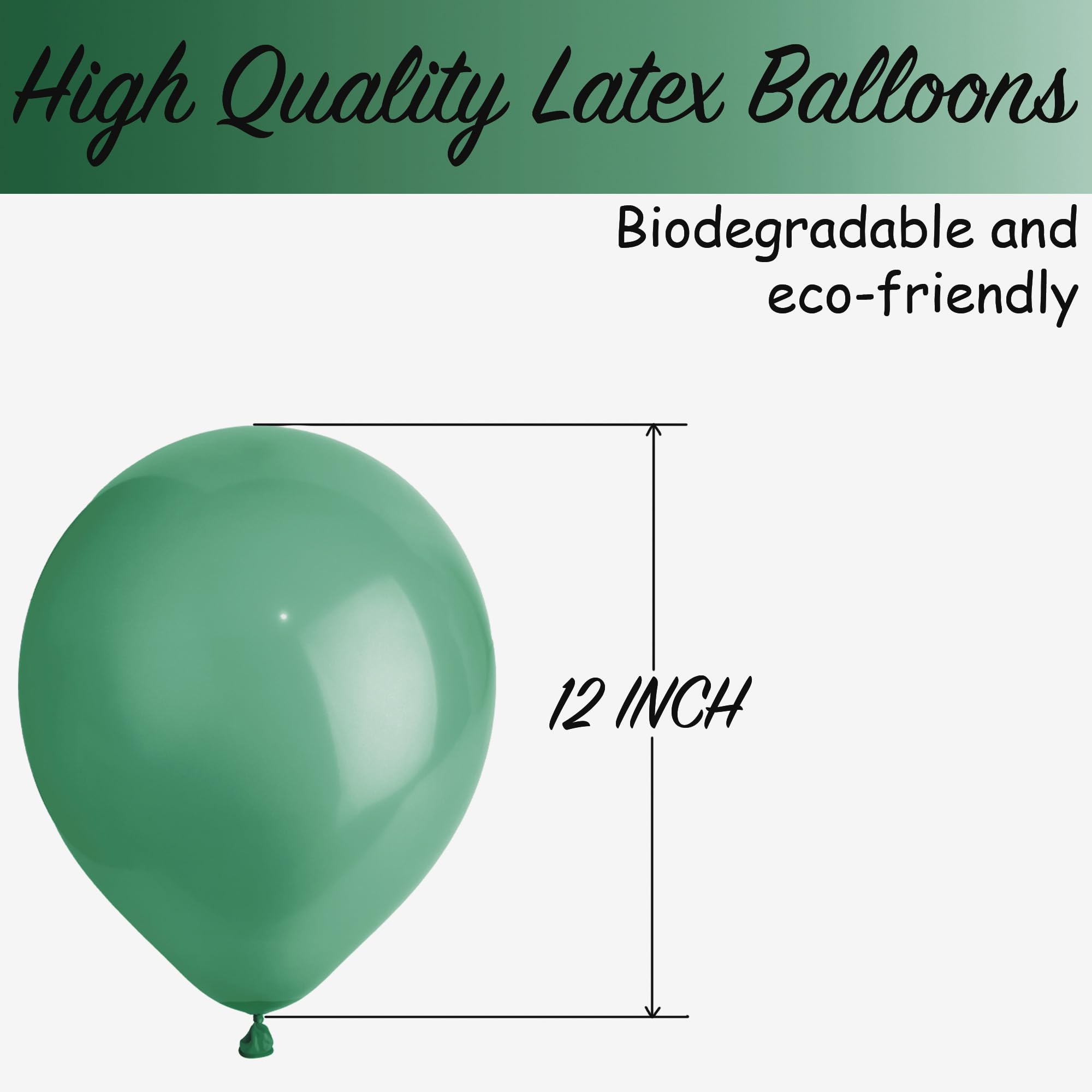SHATCHI Metallic Green Balloons - 25 Pack, 12 Inch Thick Latex | Biodegradable 3