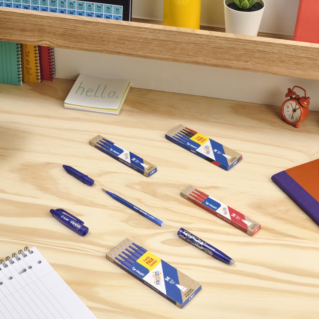 PILOT FriXion Ball 07 Erasable Gel Ink Rollerball Pen - 0.7mm Tip, Blue Ink, Refillable 9
