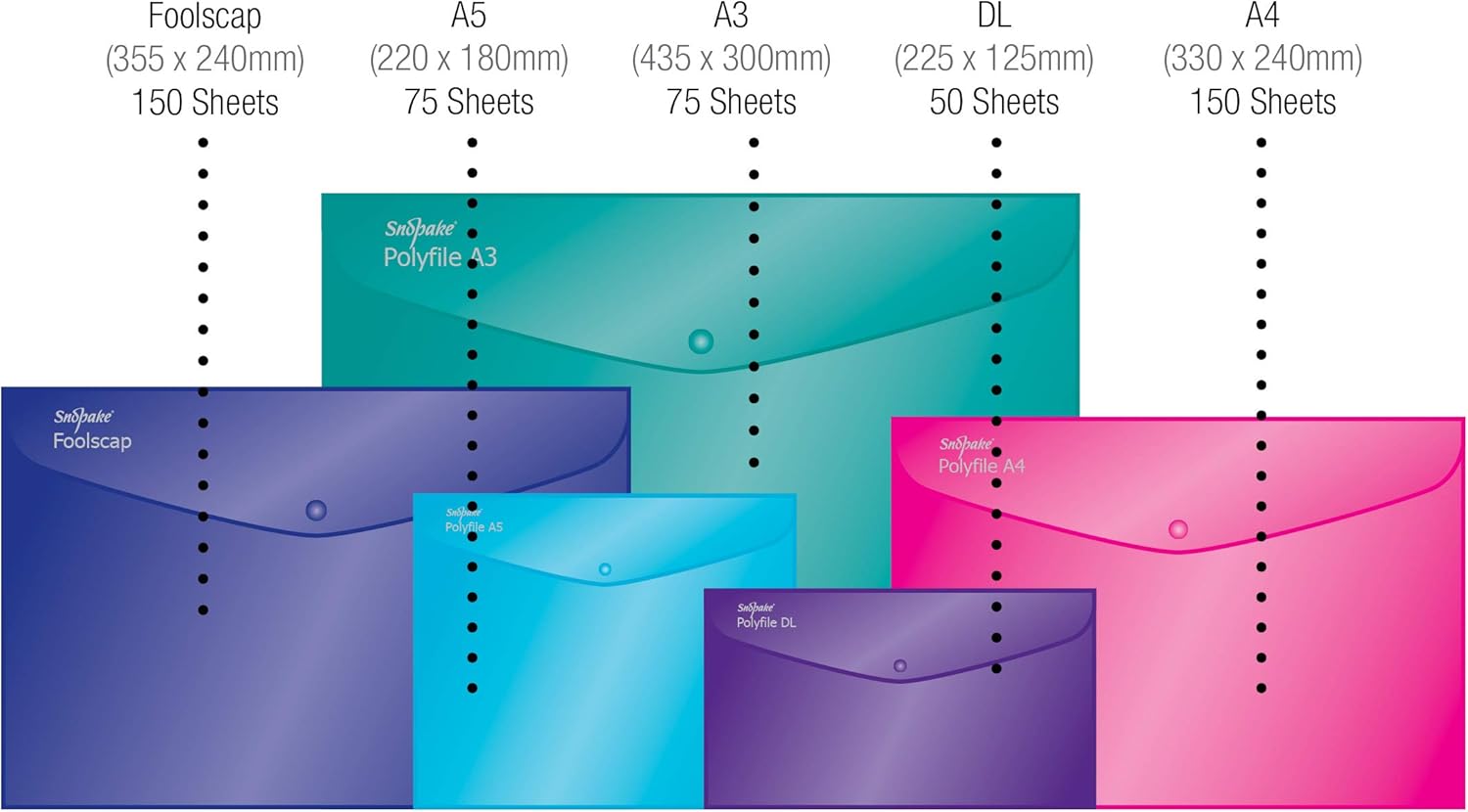 Snopake 12844 Polyfile A4 Popper Wallet File with Press Stud Electra Assorted Co 3