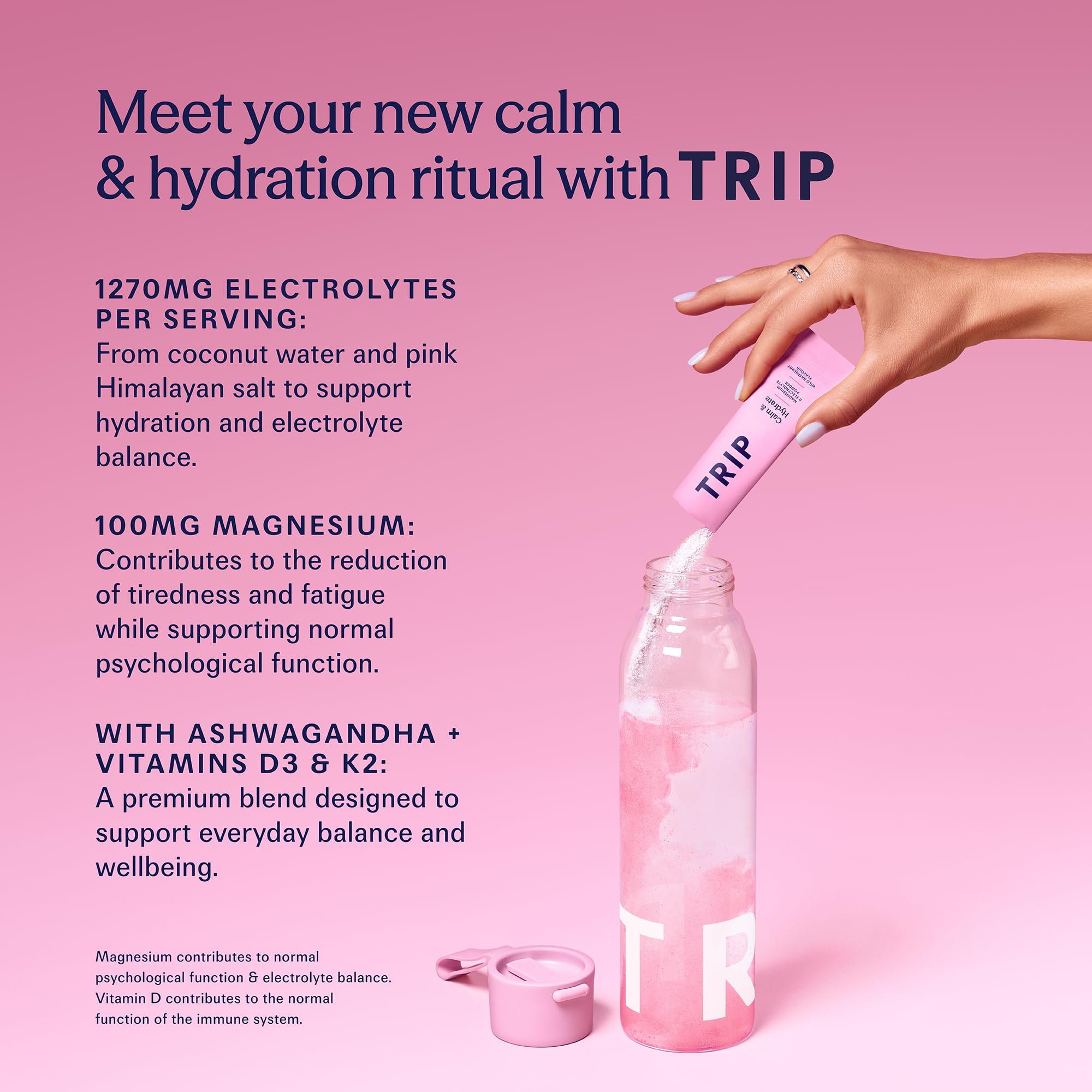 TRIP Calm & Hydrate Electrolyte + Magnesium Powder - Wild Raspberry | On-The-Go Sachets