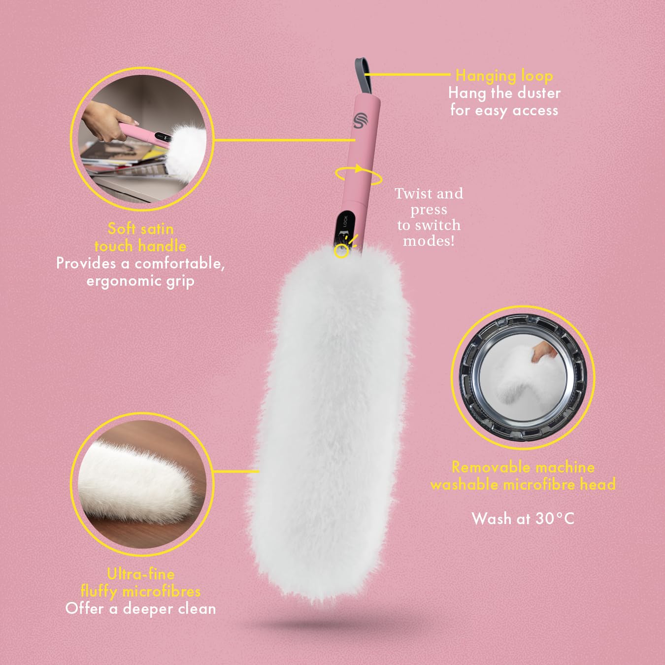 Swan 2-in-1 Ultra-Fine Microfibre Duster with Extendable Design | Machine Washable 5