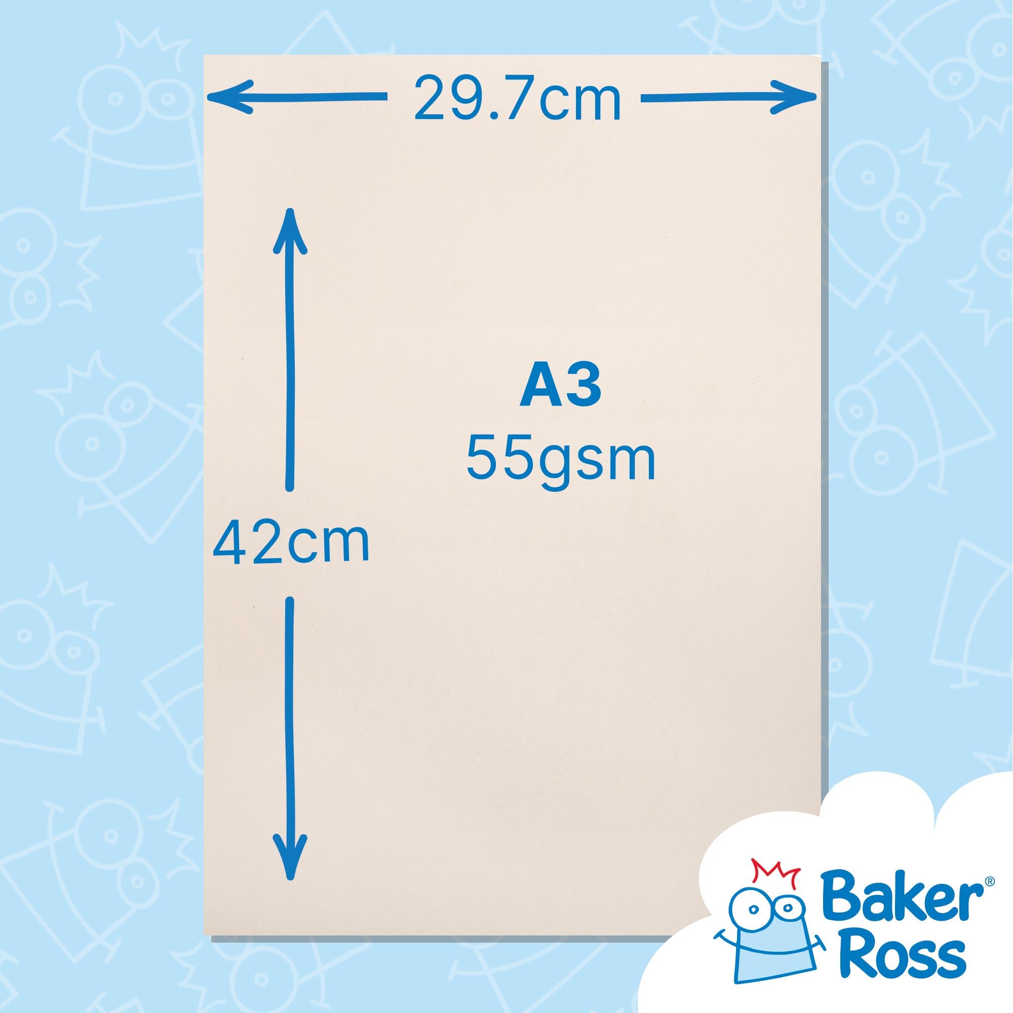 Baker Ross FX843 A3 Newsprint Paper Pack - 150 Sheets | 55gsm White Paper for Crafts and Wrapping 3