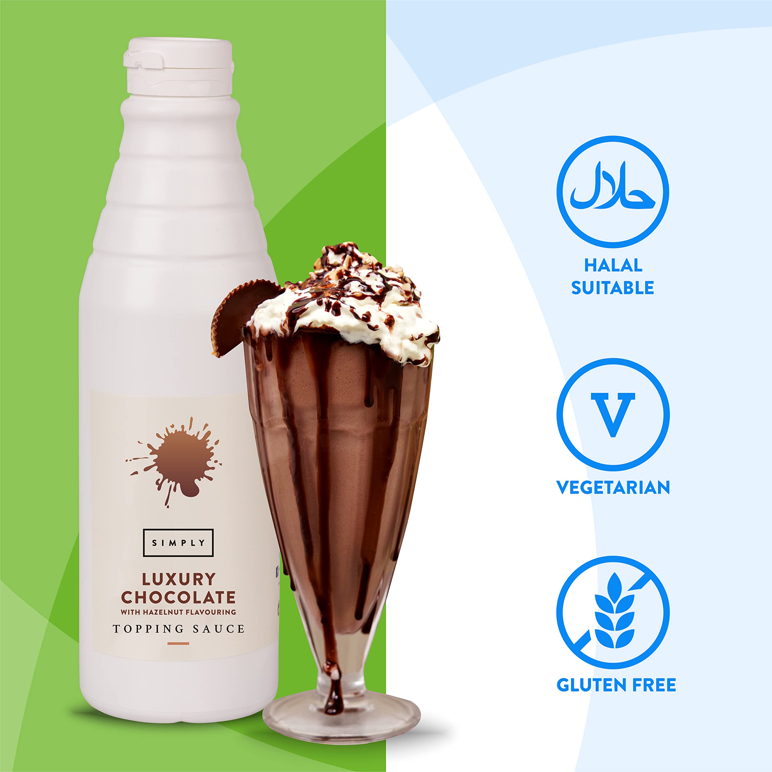 Simply Luxury Chocolate with Hazelnut Flavouring Topping Sauce, 1 kg