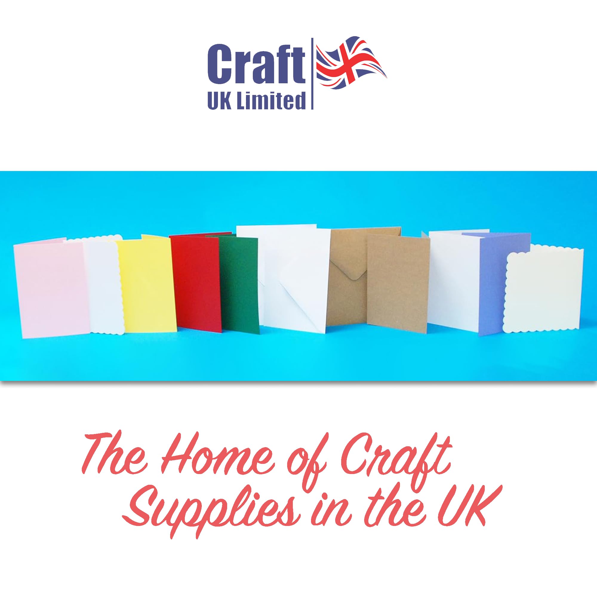 Craft UK Blank Greeting Cards and Envelopes - 50 Pack | 5 x 7 Inch | White Card Stock 8