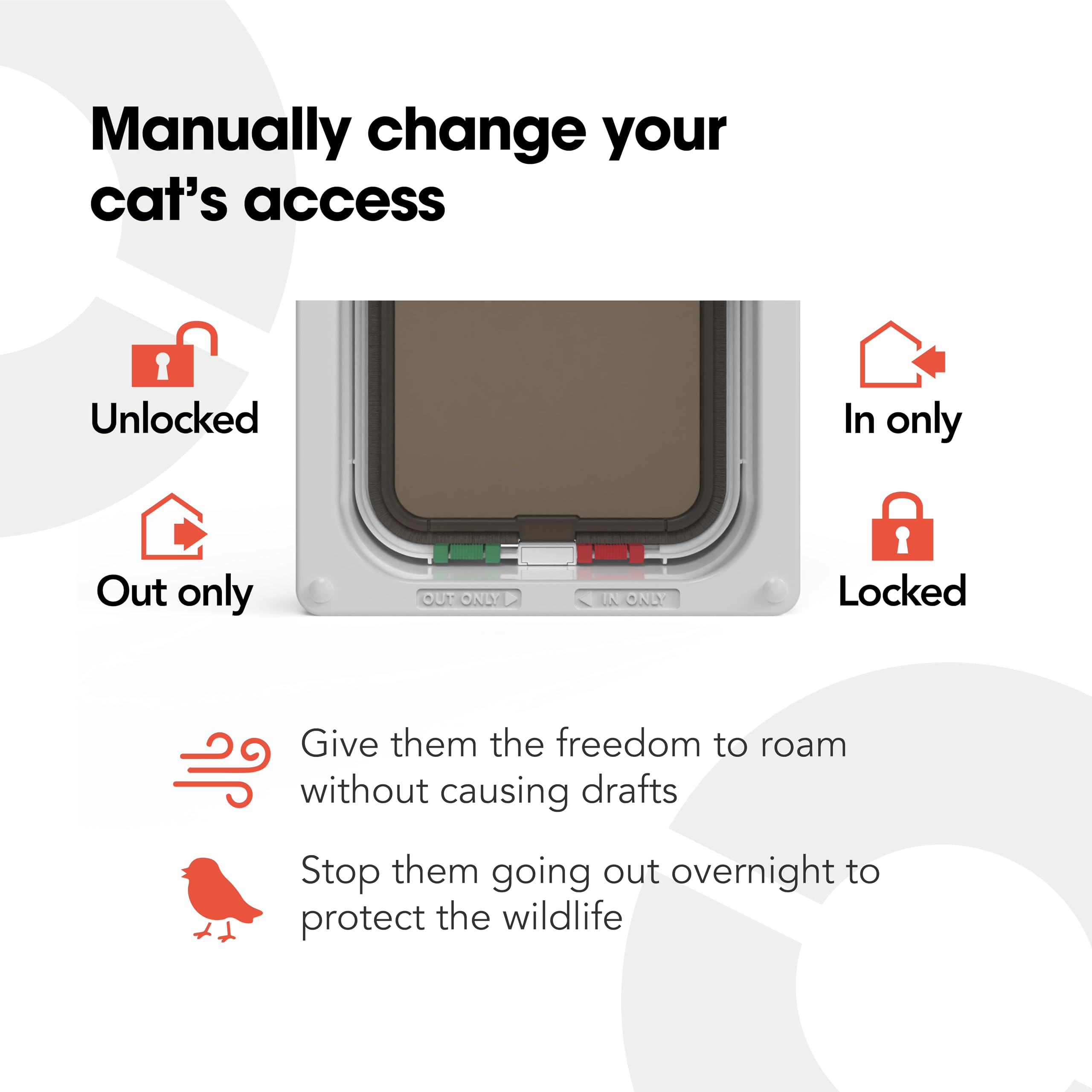 Cat Mate 4 Way Locking Cat Flap with Door Liner to 50mm (2”), White (235W) 3