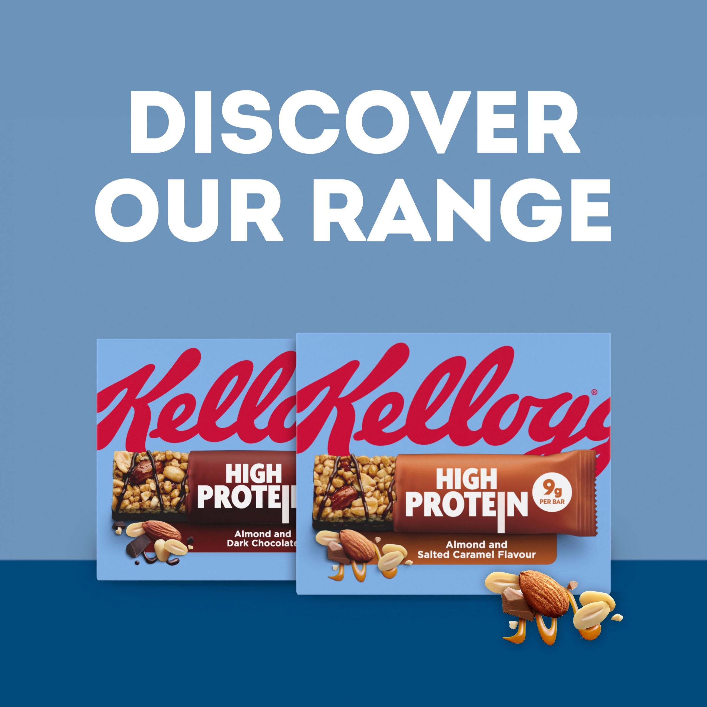 Kellogg's High Protein Salted Caramel + Almond Bar - 4x35g Pack | Peanut & Almond Base 4