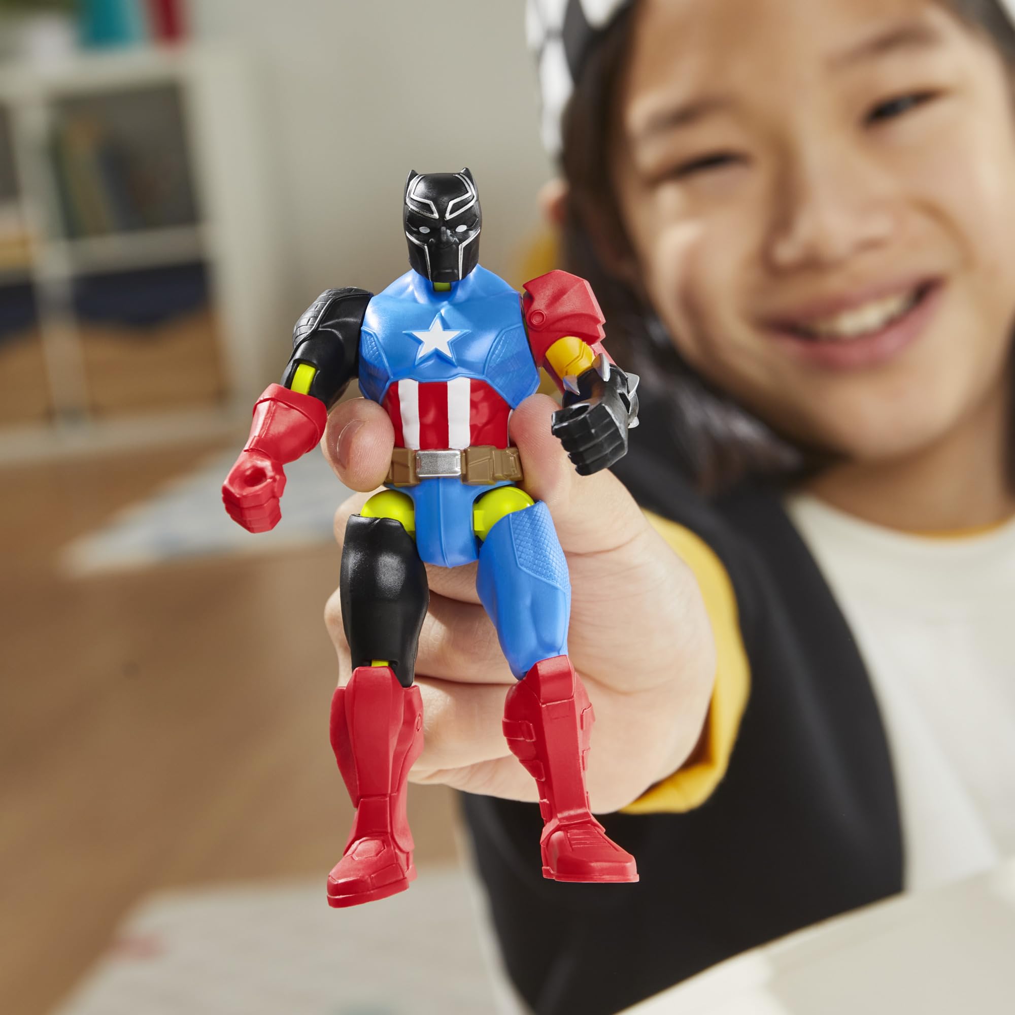 Marvel MixMashers Black Panther Action Figure - 5 Inch Size | Interchangeable Parts | Ages 4+ 8