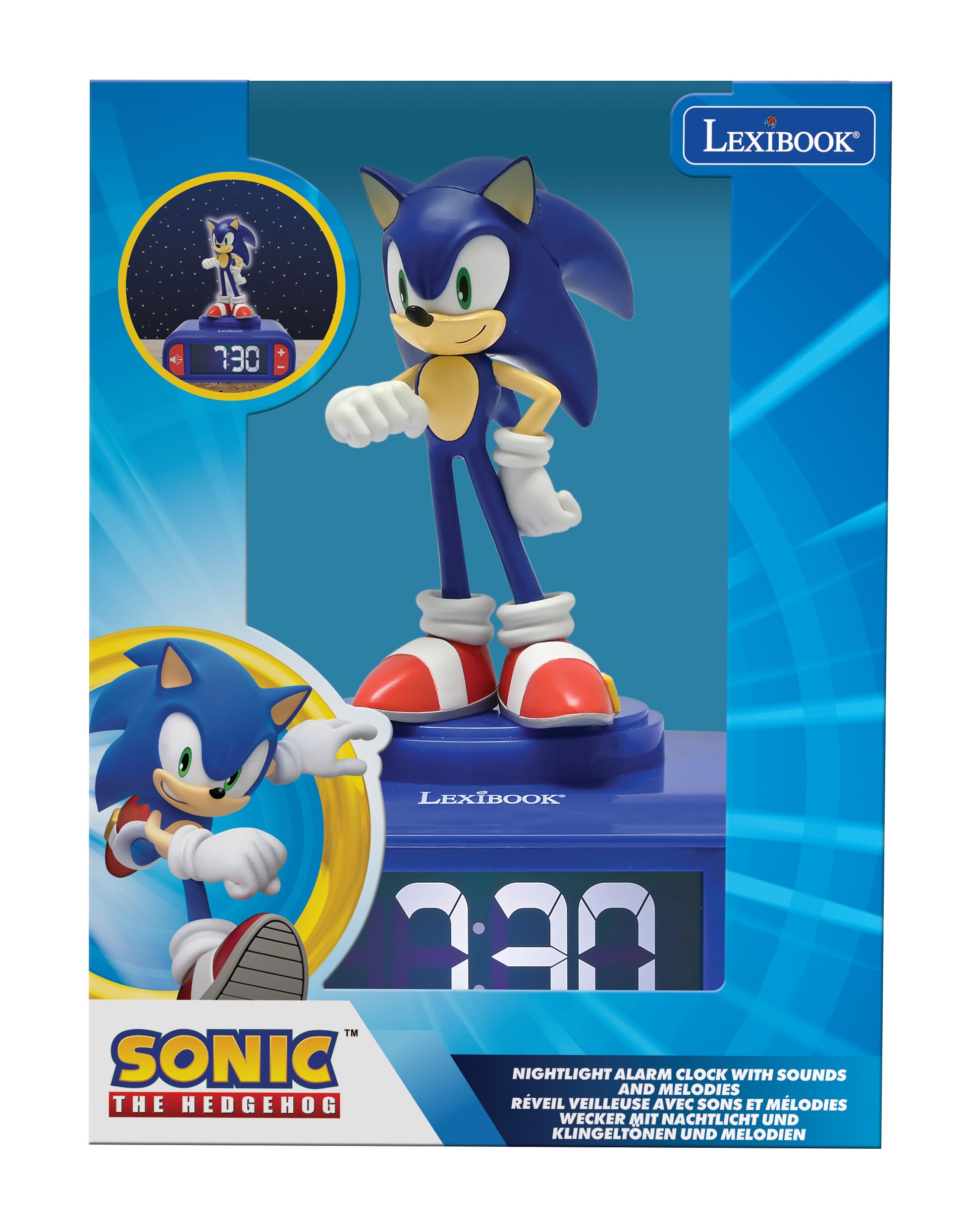 Lexibook Sonic Hedgehog Nachtlichtwecker mit Geräuschen und Melodien 3