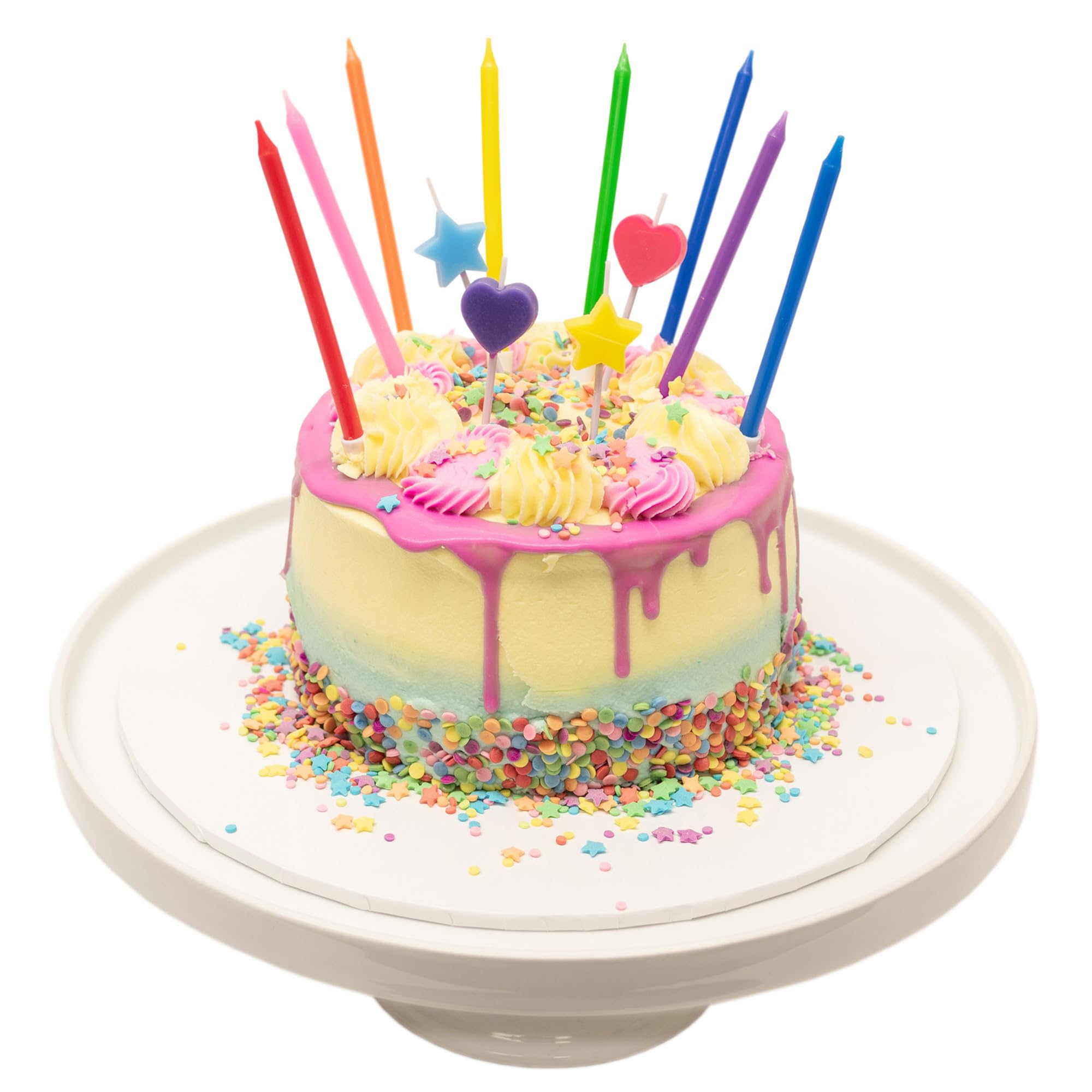 Culpitt Rainbow Birthday Cake Candles - 12 Pack with Tall, Heart, and Star Shapes | Multicoloured Wax 6