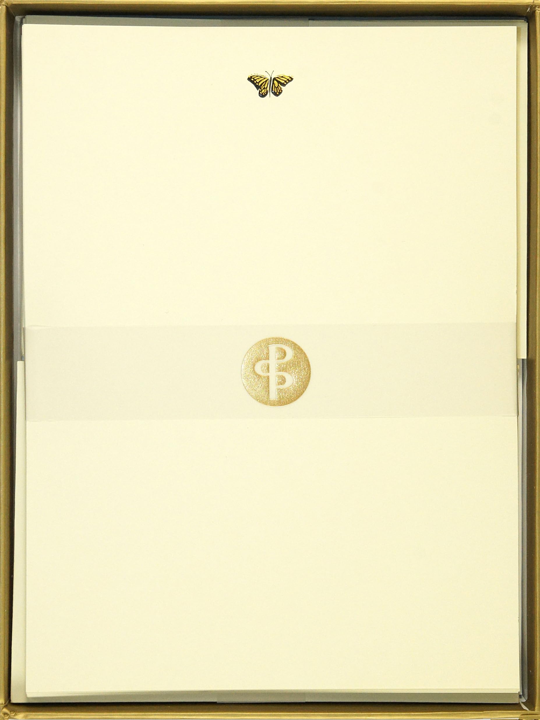 Peter Pauper Press Gold Butterfly Boxed Stationery Set - 30 Sheets & 24 Envelopes 3