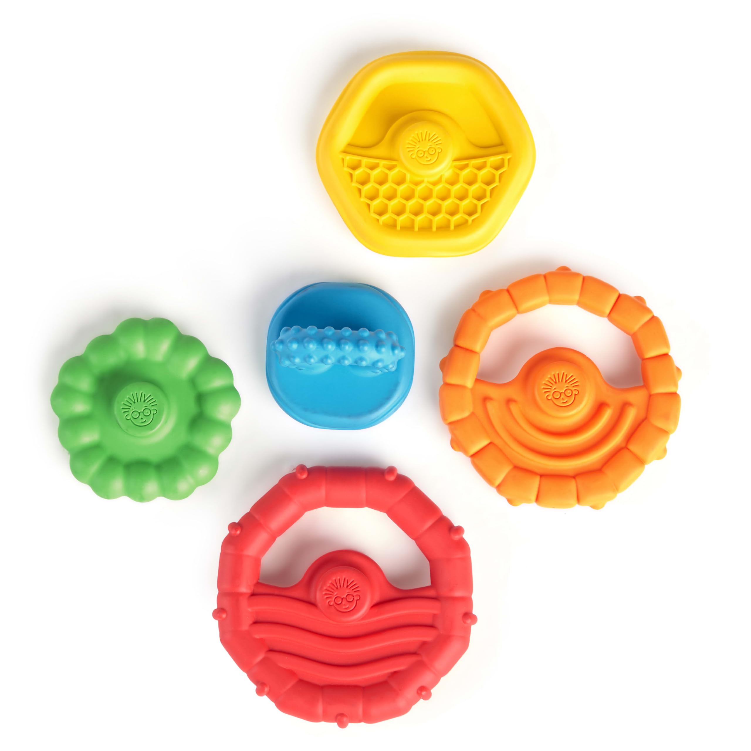 Baby Einstein Stack & Teethe Multi-Textured 5-Piece Teether Toy Set for Ages 3 Months + 5
