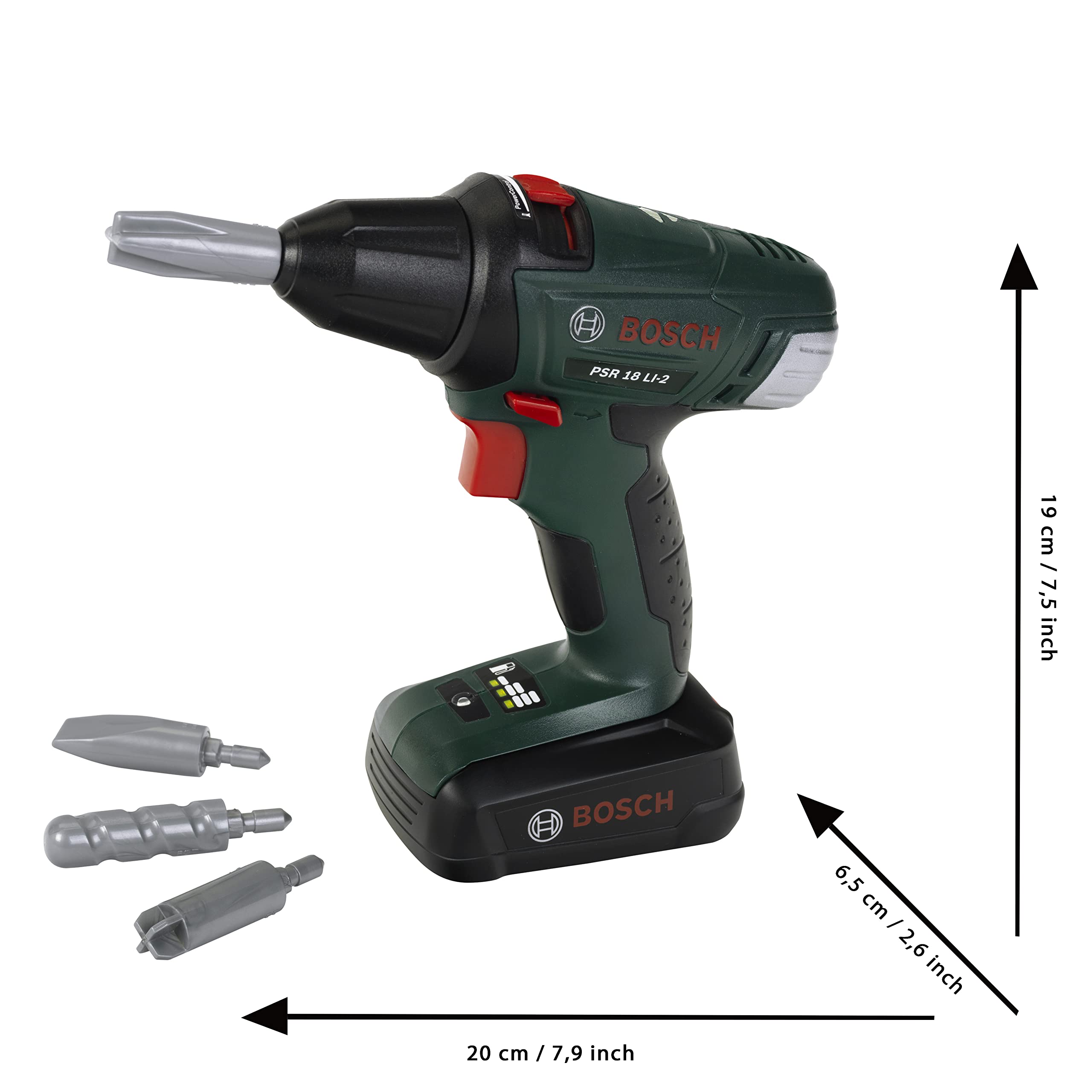 Theo Klein Bosch Cordless Screwdriver - Battery Powered Drill with Light & Sound | Ages 3+ | 20 cm 4