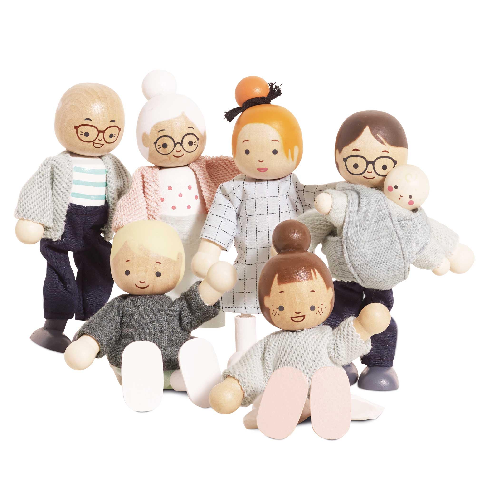 Le Toy Van My Doll Family Play Set - Wooden Figures for Doll Houses | Multicoloured