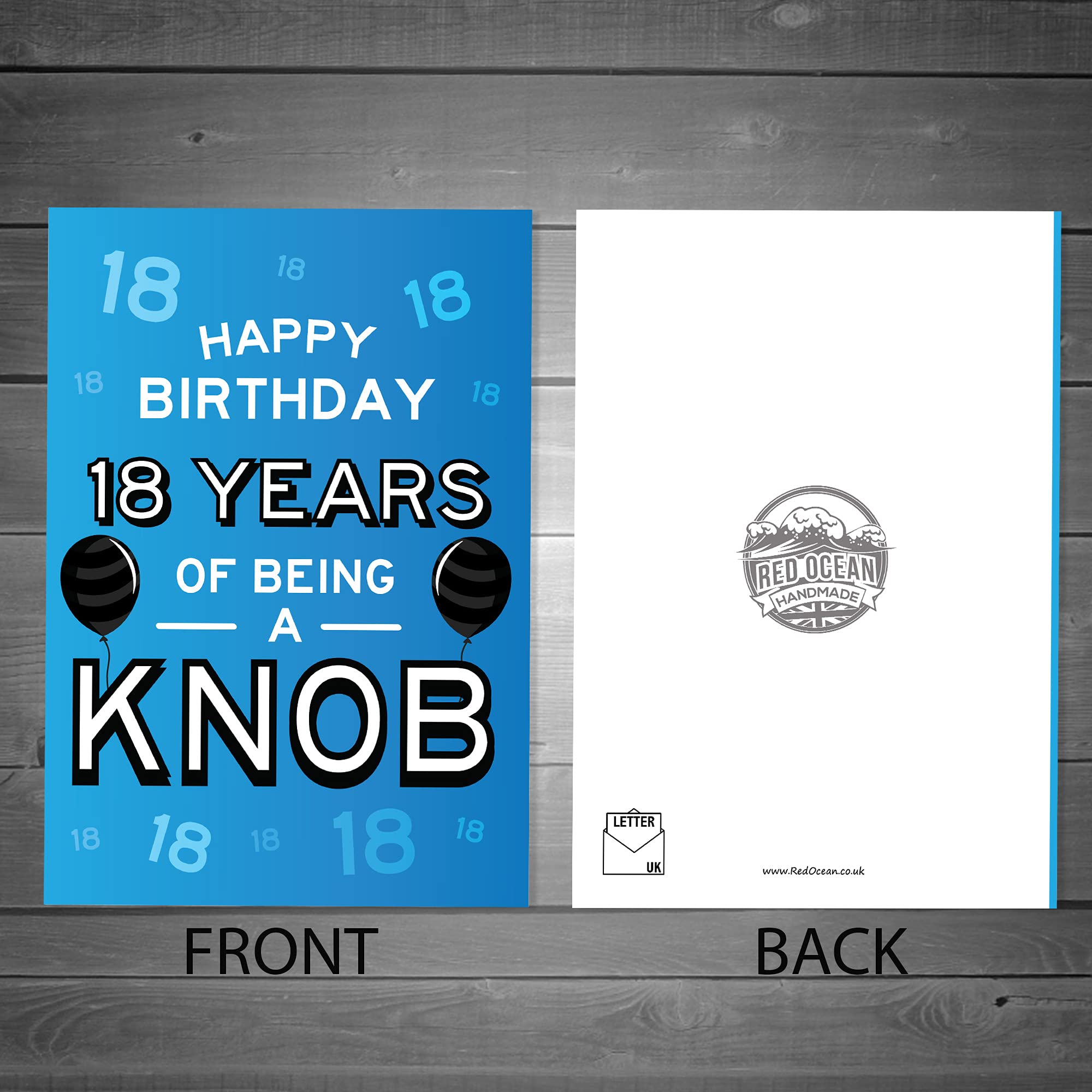 RED OCEAN Funny Rude 18th Birthday Card for Him | A6 Handmade in England | Includes Envelope 3