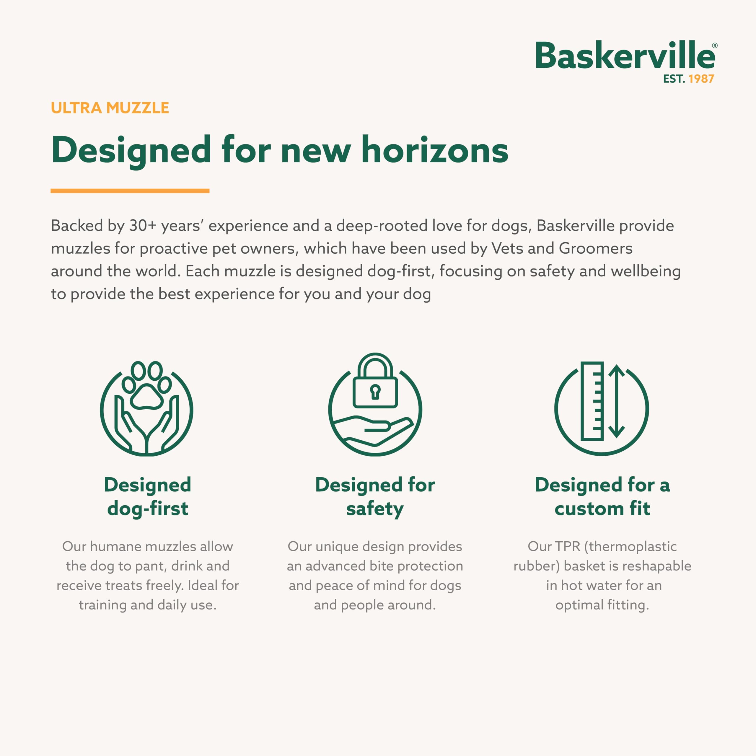 Baskerville ULTRA Muzzle - Patented Humane Design, Breathable, TPR Material, Size 1 8