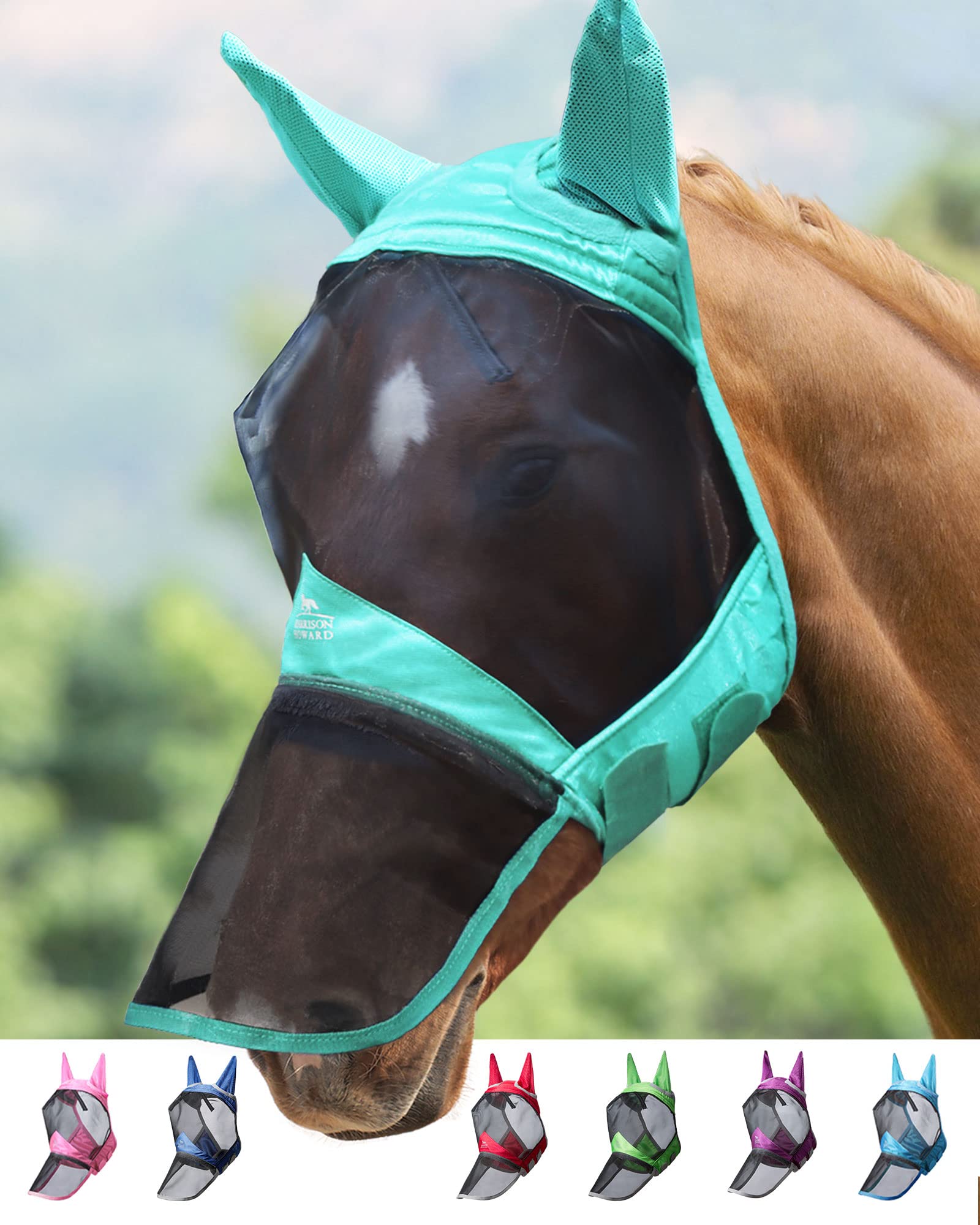 Harrison Howard CareMaster Pro Luminous Fly Mask - 60% UV Protection | Cob Size | Summer Mint 1