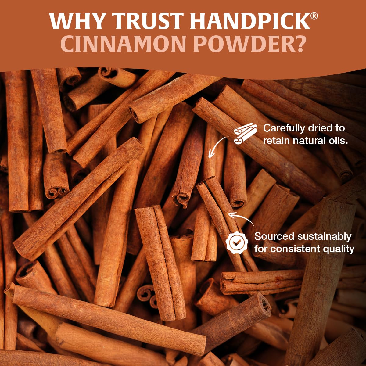 HANDPICK Cinnamon Powder - Raw Ground Spice for Cooking, Smoothies, Lattes & Tea | 200g (7oz) Resealable Pouch 7