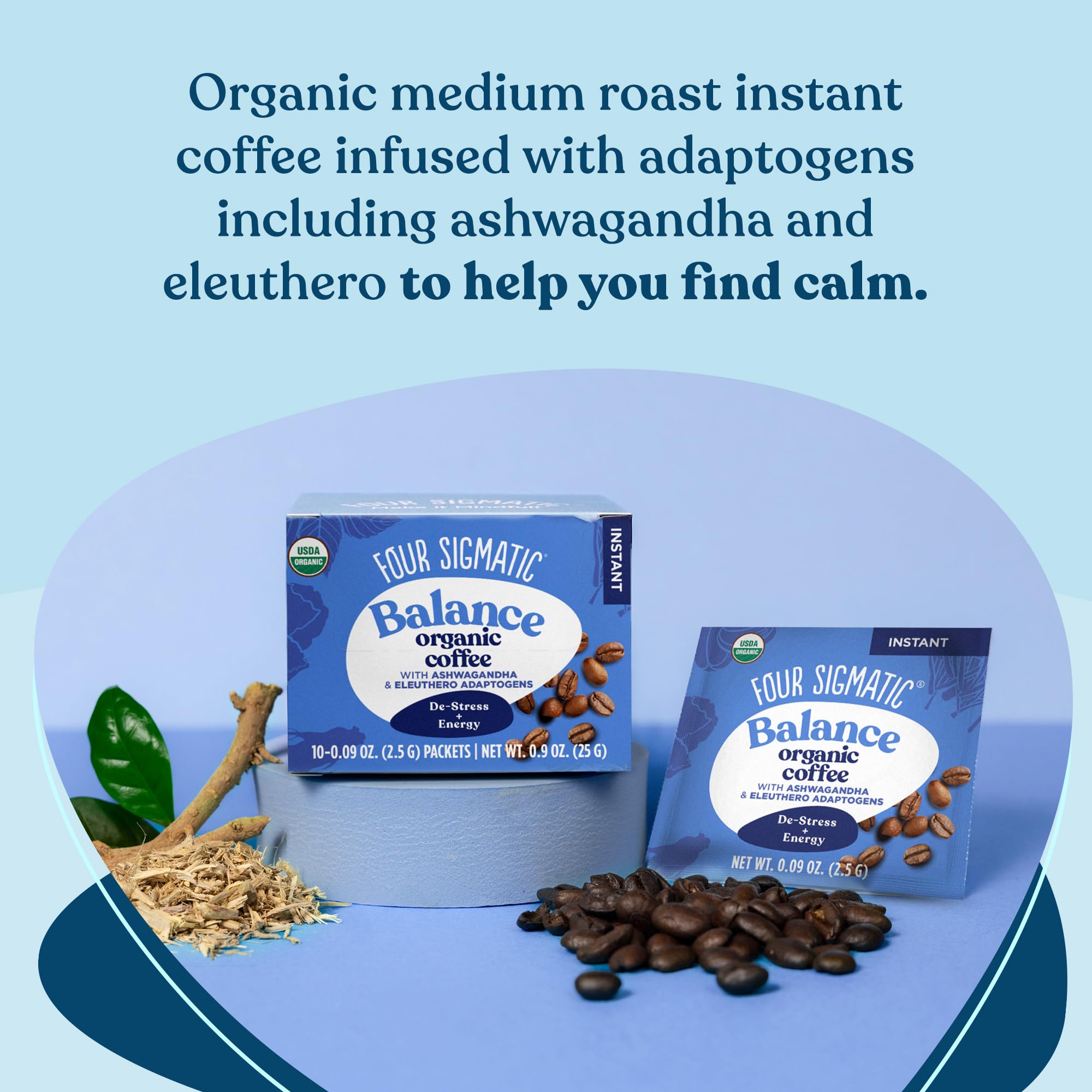 Four Sigmatic Organic Instant Adaptogen Coffee Medium Roast - 10 Servings, 50mg Caffeine 3