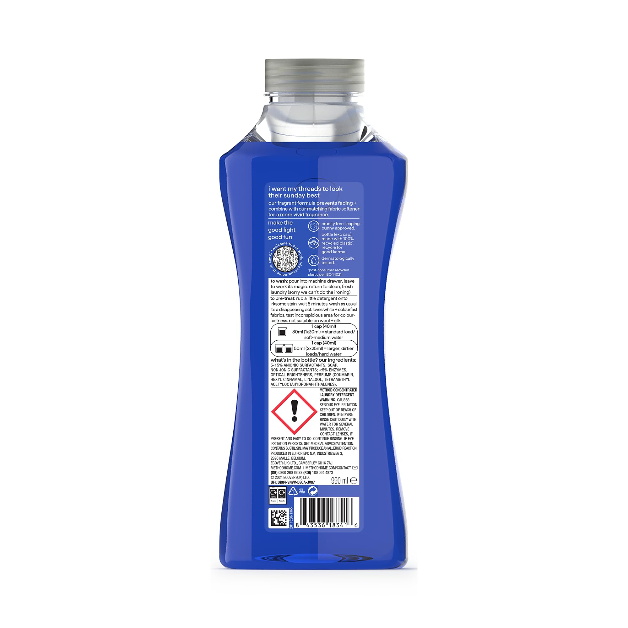 Method Concentrated Liquid Laundry Detergent - Fresh Berry Scent | 990 ml | Biodegradable