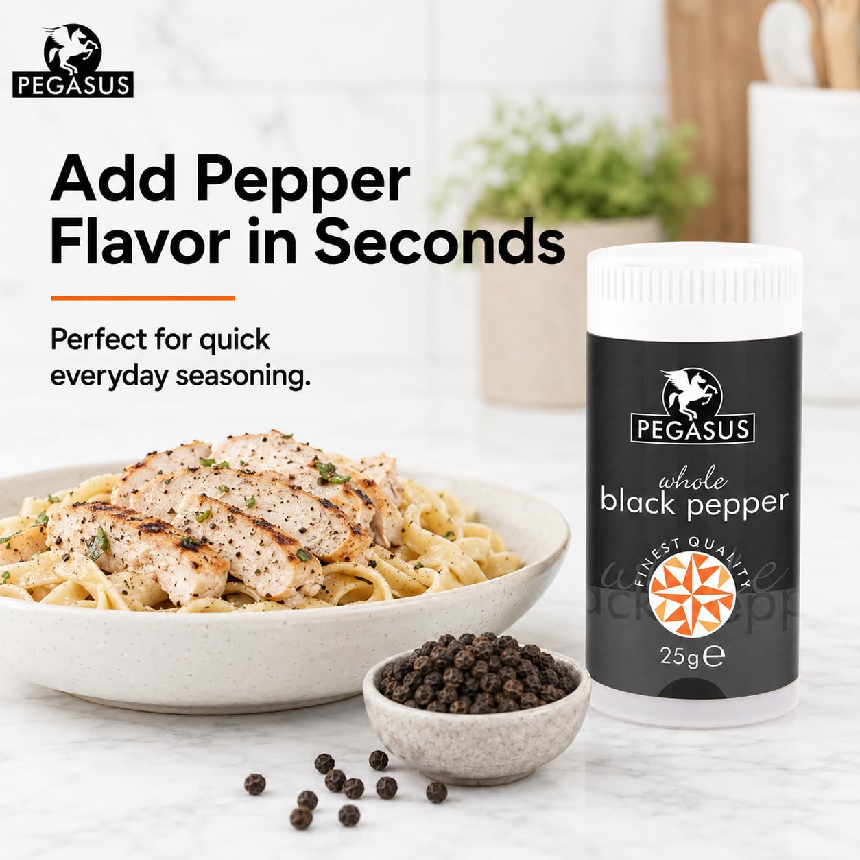 Pegasus Whole Black Pepper - 25g | Premium Peppercorns for Cooking 6