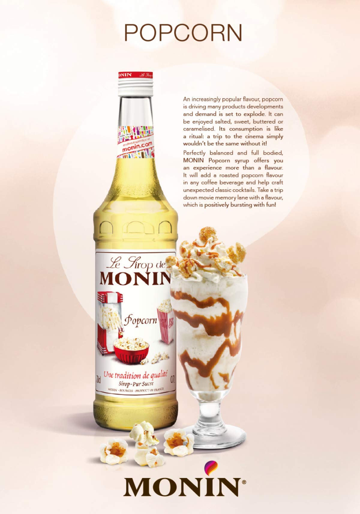 MONIN Premium Popcornsirup 700 ml – Getränkesirup für Kaffee, Cocktails &amp; Frappés 4