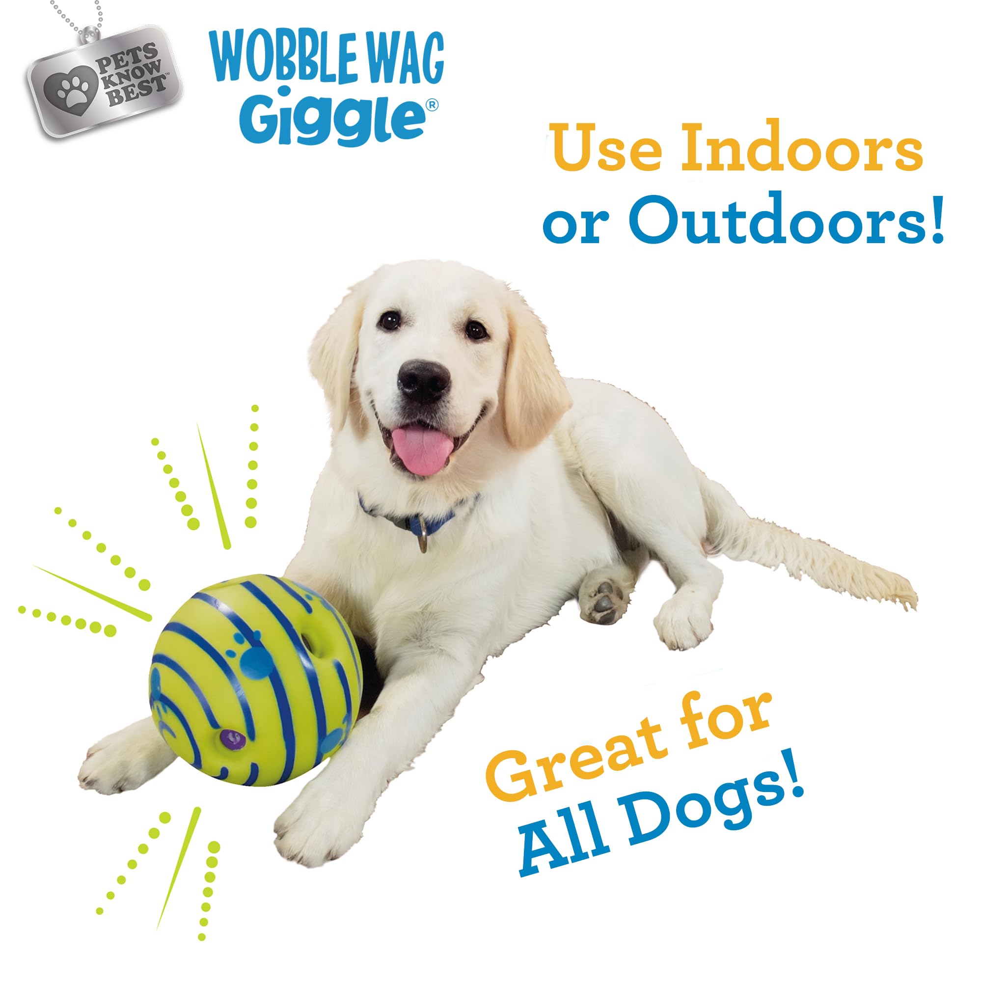 Wobble Wag Giggle Interactive Sound Dog Toy Ball | Medium Size | Green Vinyl 7