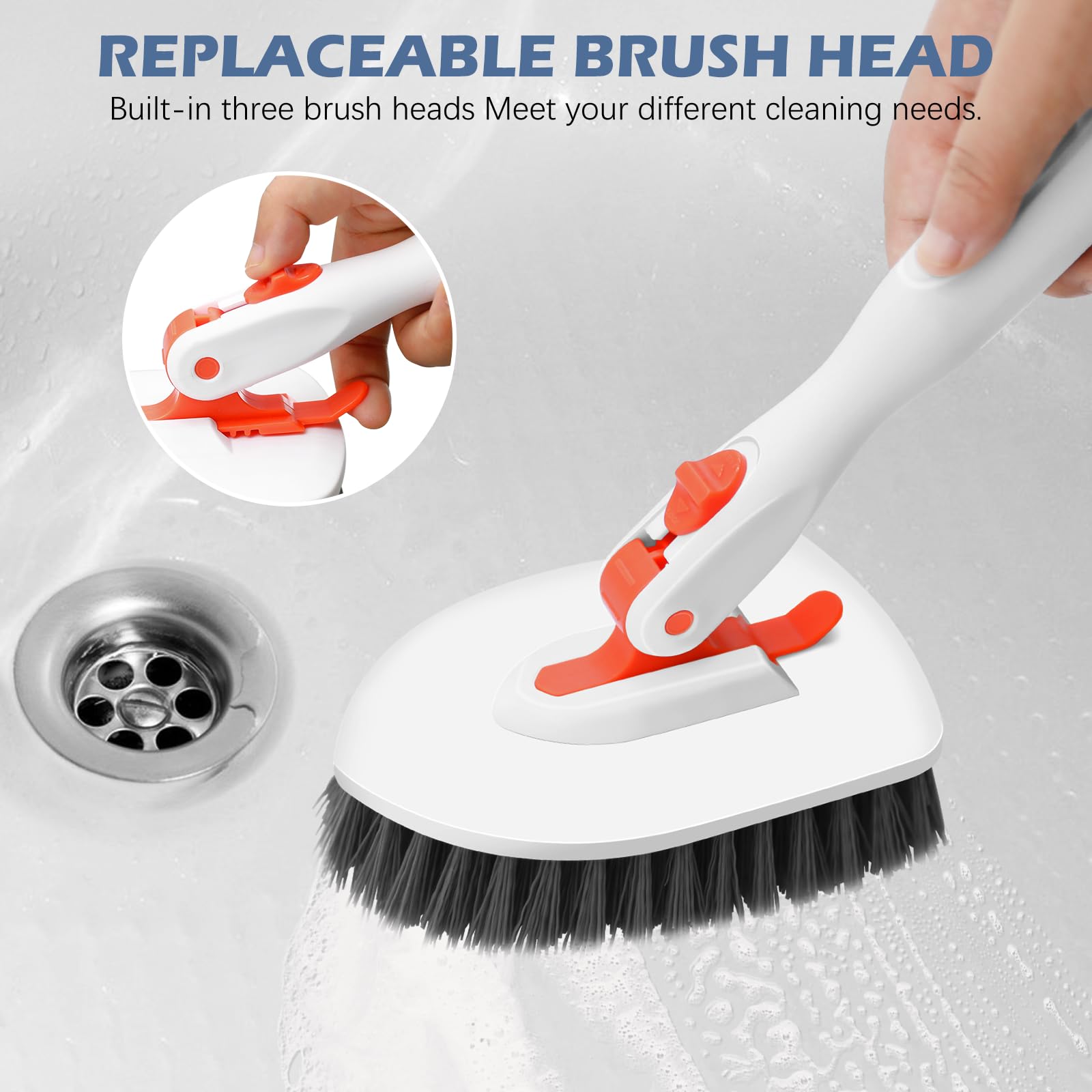 SetSail 3-in-1 Bathroom Cleaning Brush - Adjustable Long Handle, Multi-Angle Head, Non-Slip Grip 4