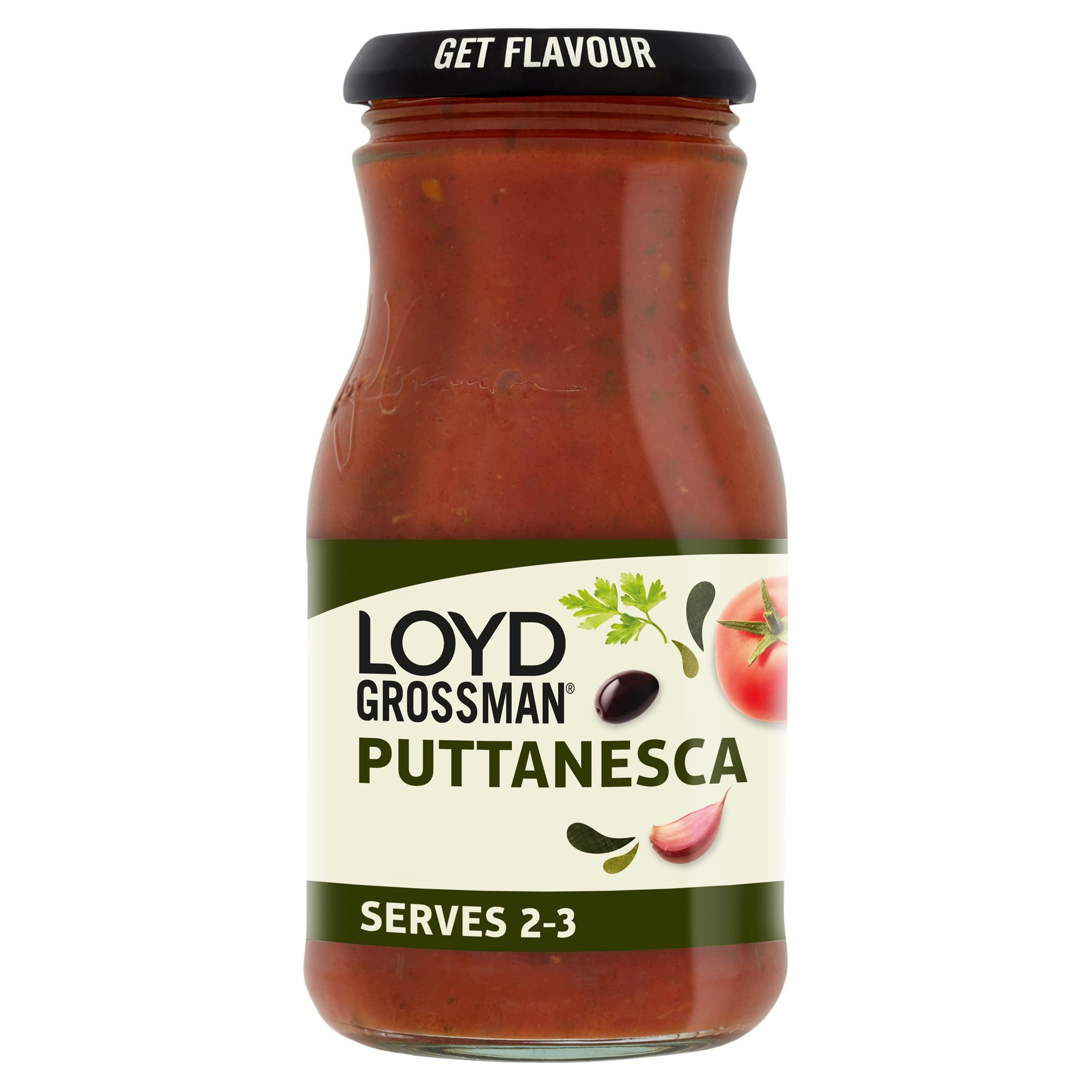 Loyd Grossman Italian Puttanesca Sauce - Tomato, Olive & Anchovy Infusion | 350g Jar