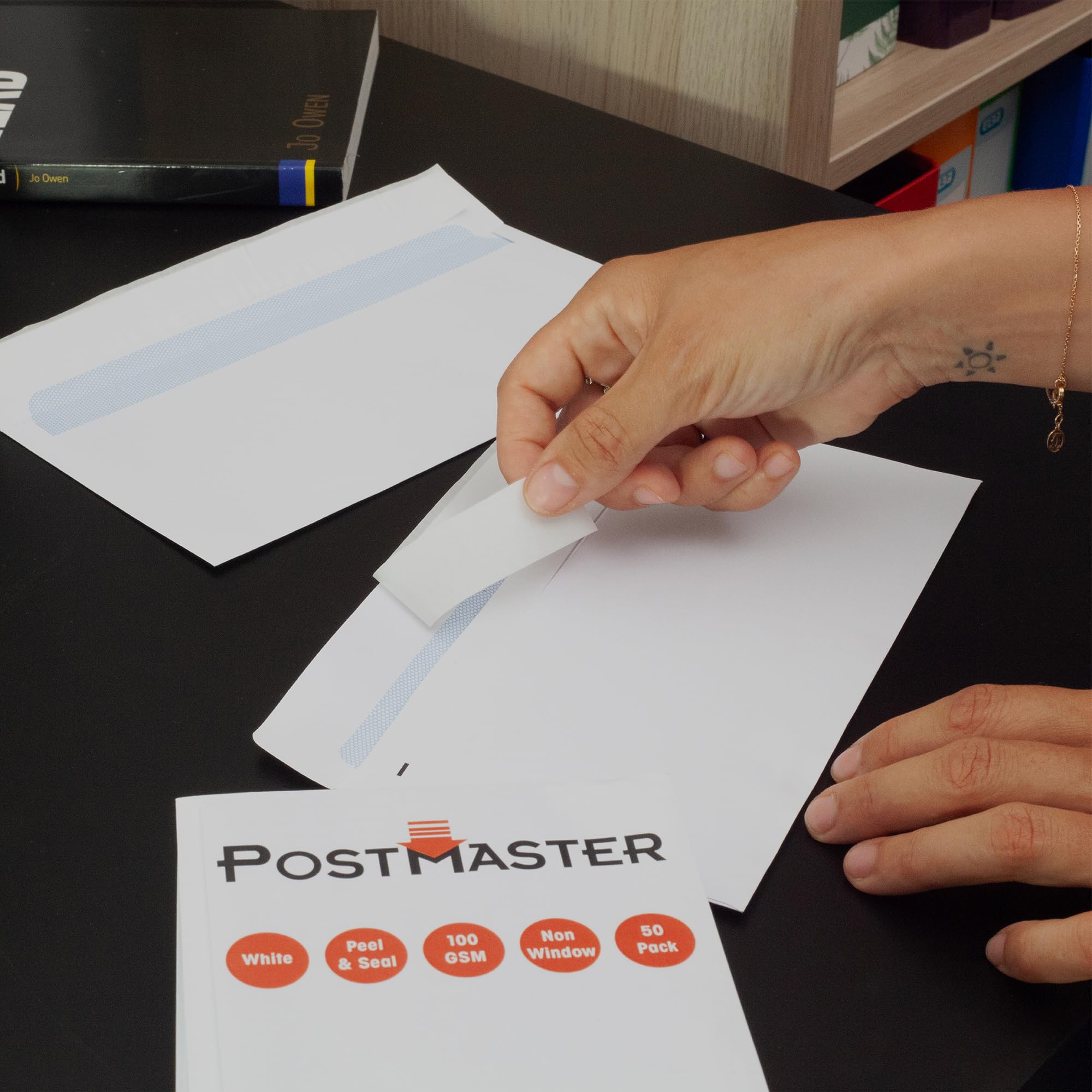 Postmaster DL Peel & Seal Envelopes - 100GSM White Paper | 50 Pack | Security Tint 3