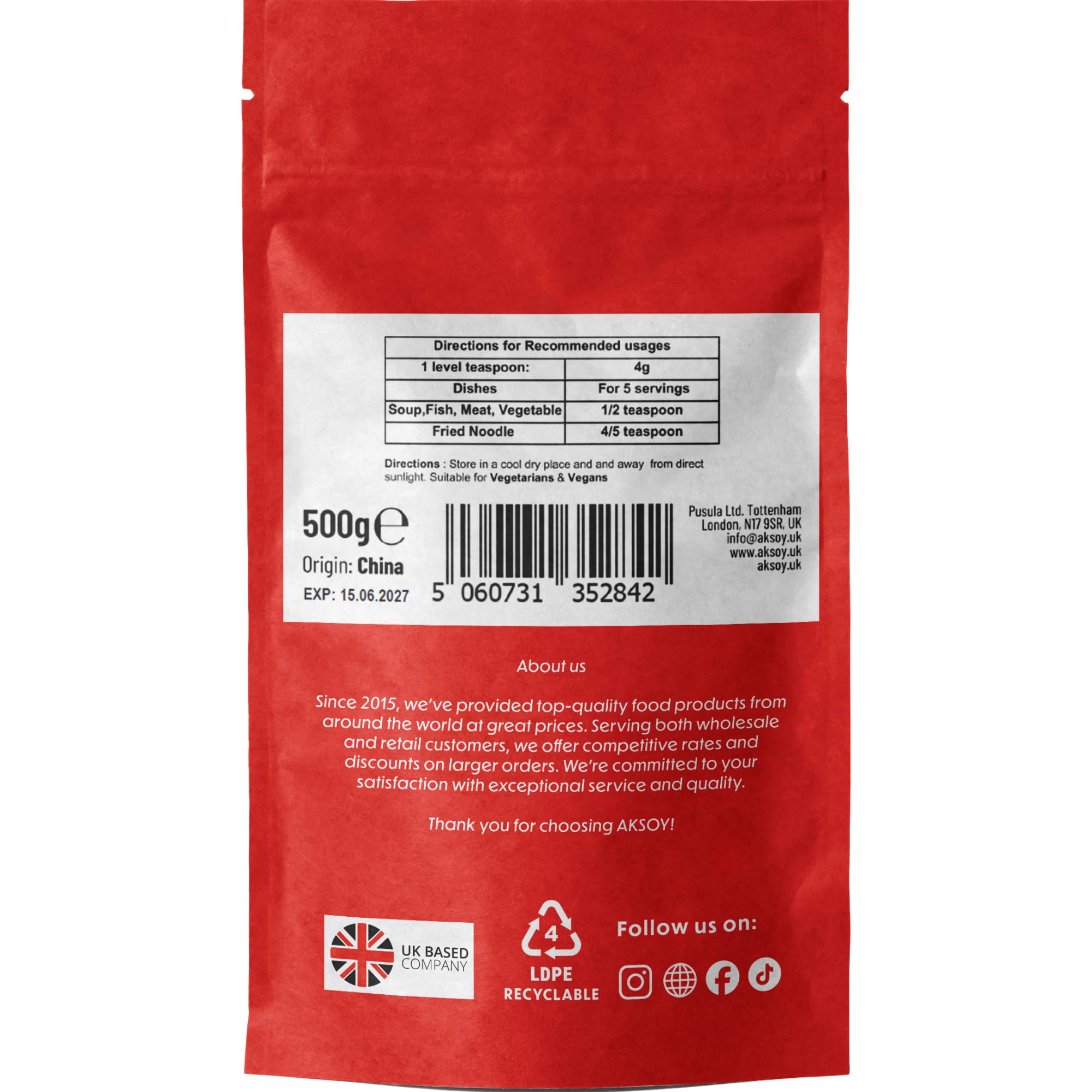 Aksoy 500g Premium MSG (Monosodium Glutamate) | Flavour Enhancer for Cooking 16