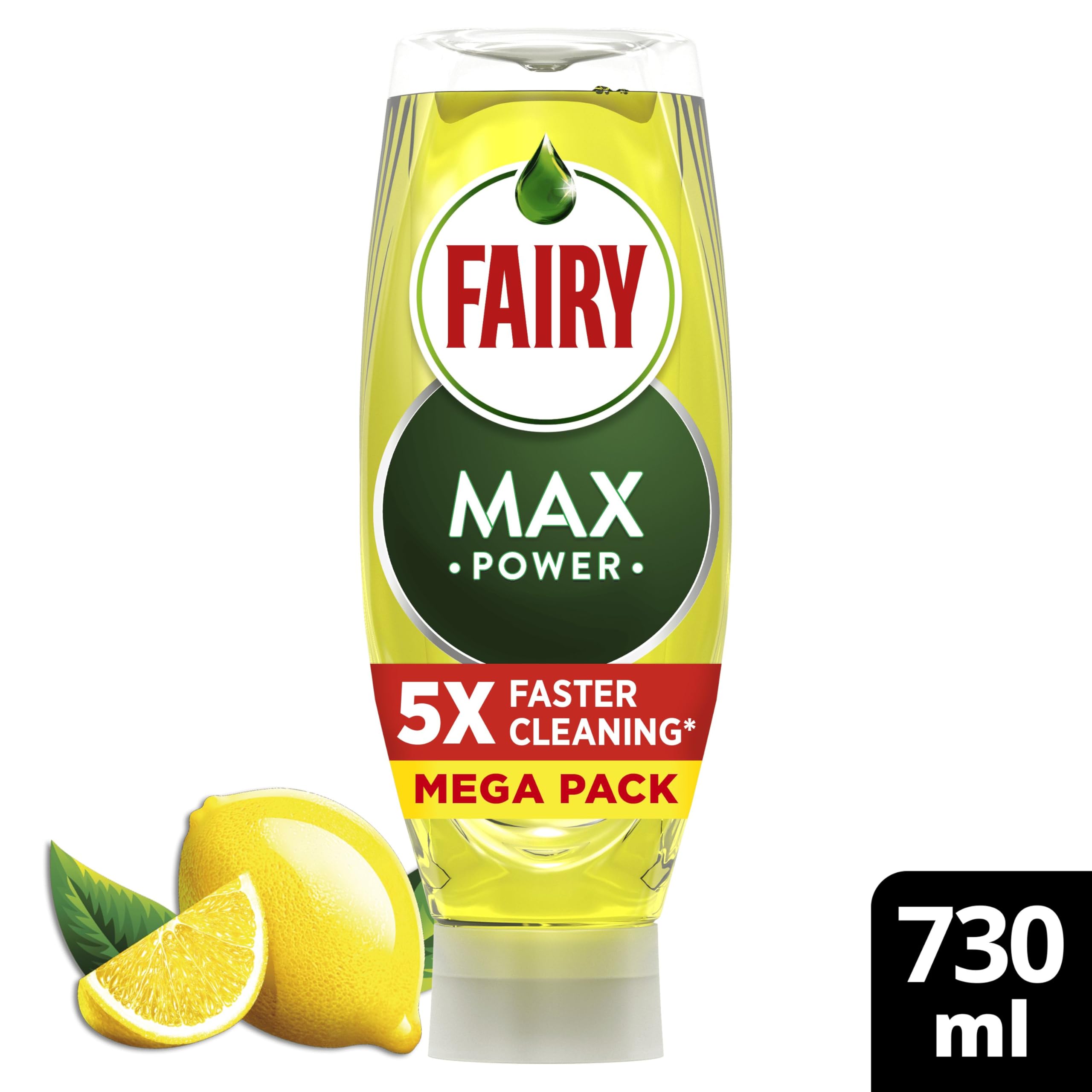 Fairy Max Power Lemon Washing-Up Liquid - 730ml Anti-Grease Formula with Easy Rinse