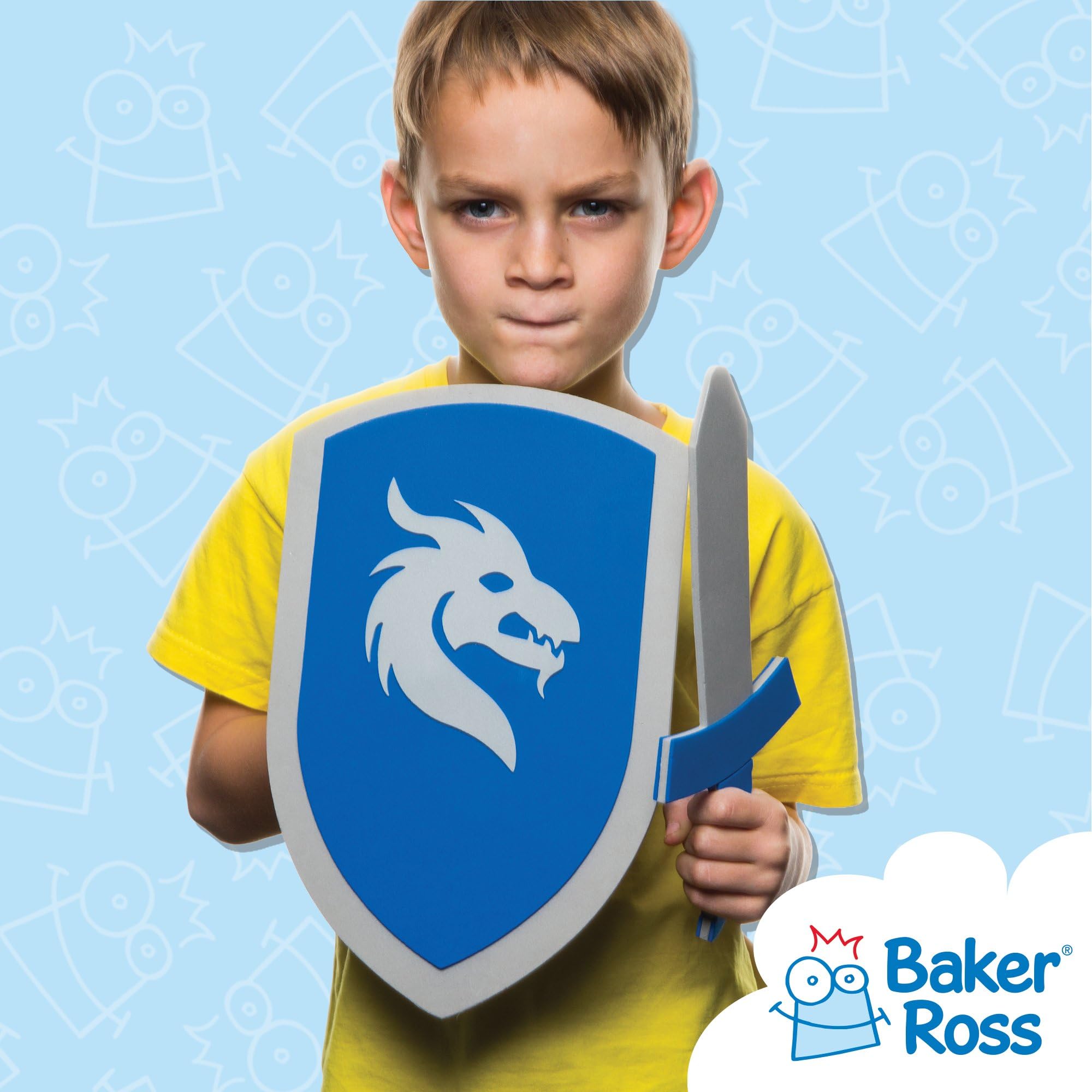 Baker Ross AR456 Kids Foam Sword & Shield Craft Kits (Pack of 2) | Knight Theme | Ages 3+ 4