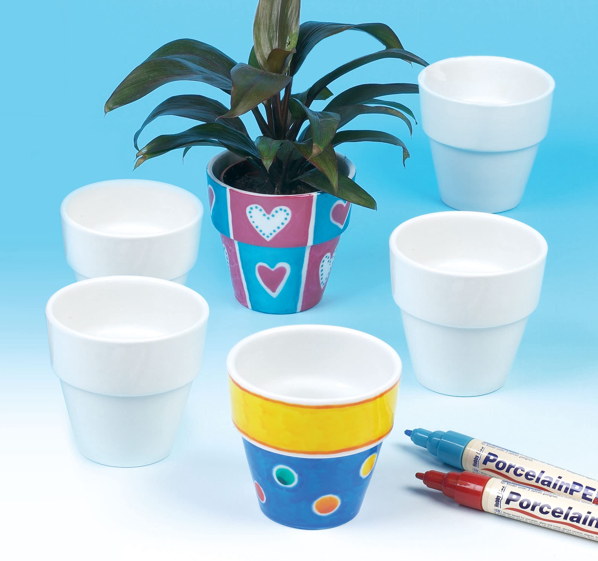 Baker Ross EK162 Mini Porcelain Flowerpots for Decorating - Pack of 6 | 7cm Pots 4