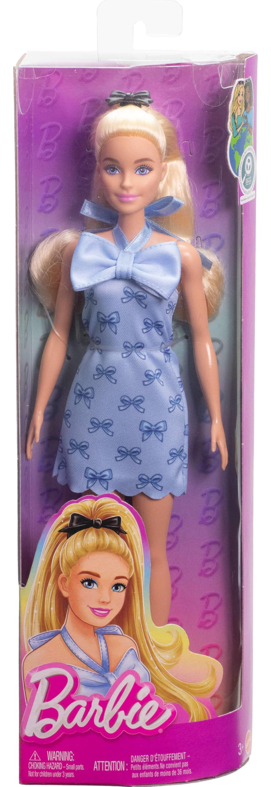 Barbie Fashionistas Doll #237 - Wavy Blonde Ponytail, Blue Bow Dress | Model HYT93 6