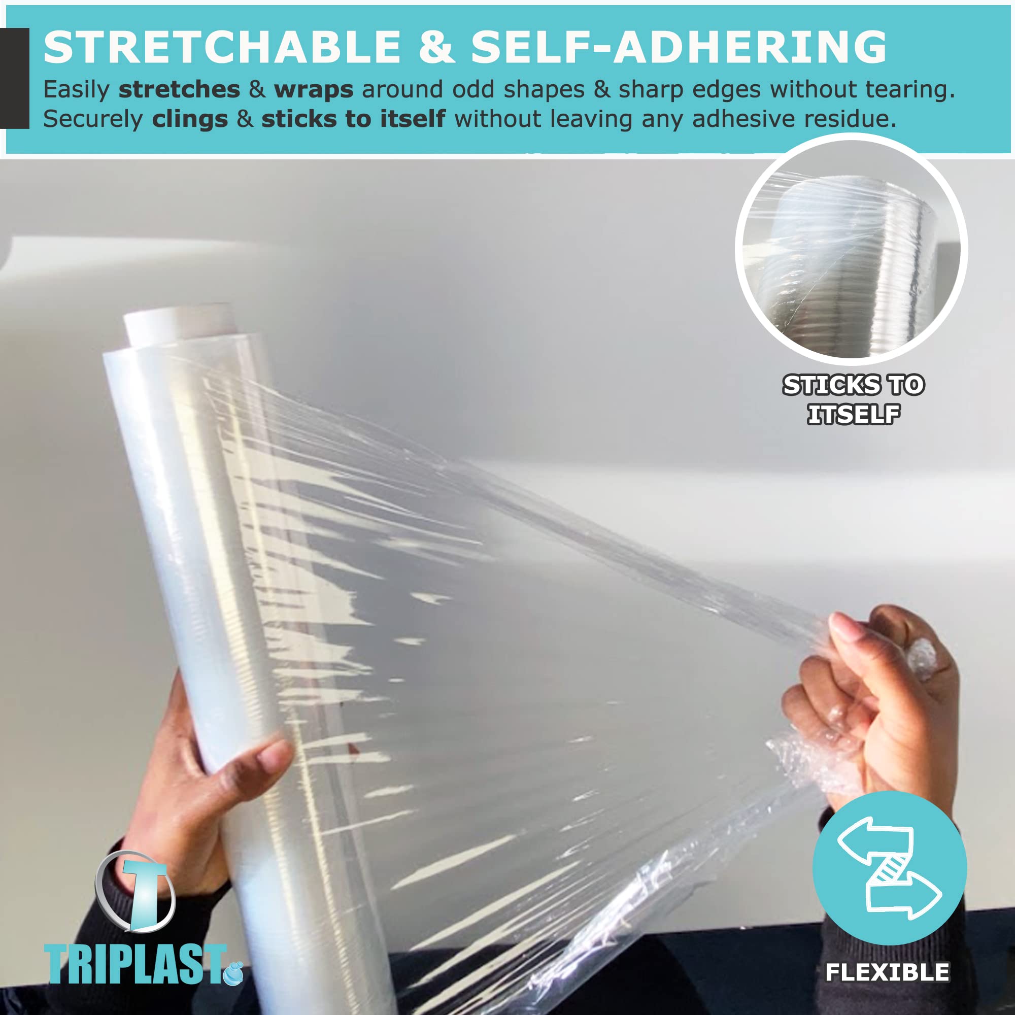 Triplast Pallet Stretch Wrap Roll - Industrial Strength 17mu, 400mm x 250m, Clear, 2 Pack 4