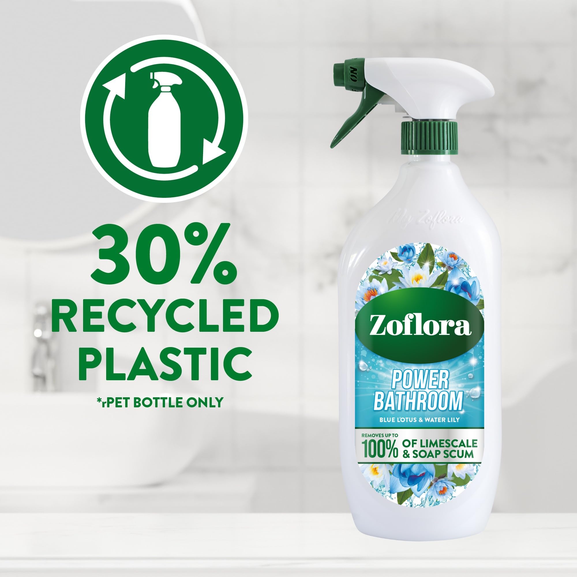 Zoflora Blue Lotus & Water Lily Bathroom Cleaner - Removes 100% Limescale | Streak-Free | 800ml 5